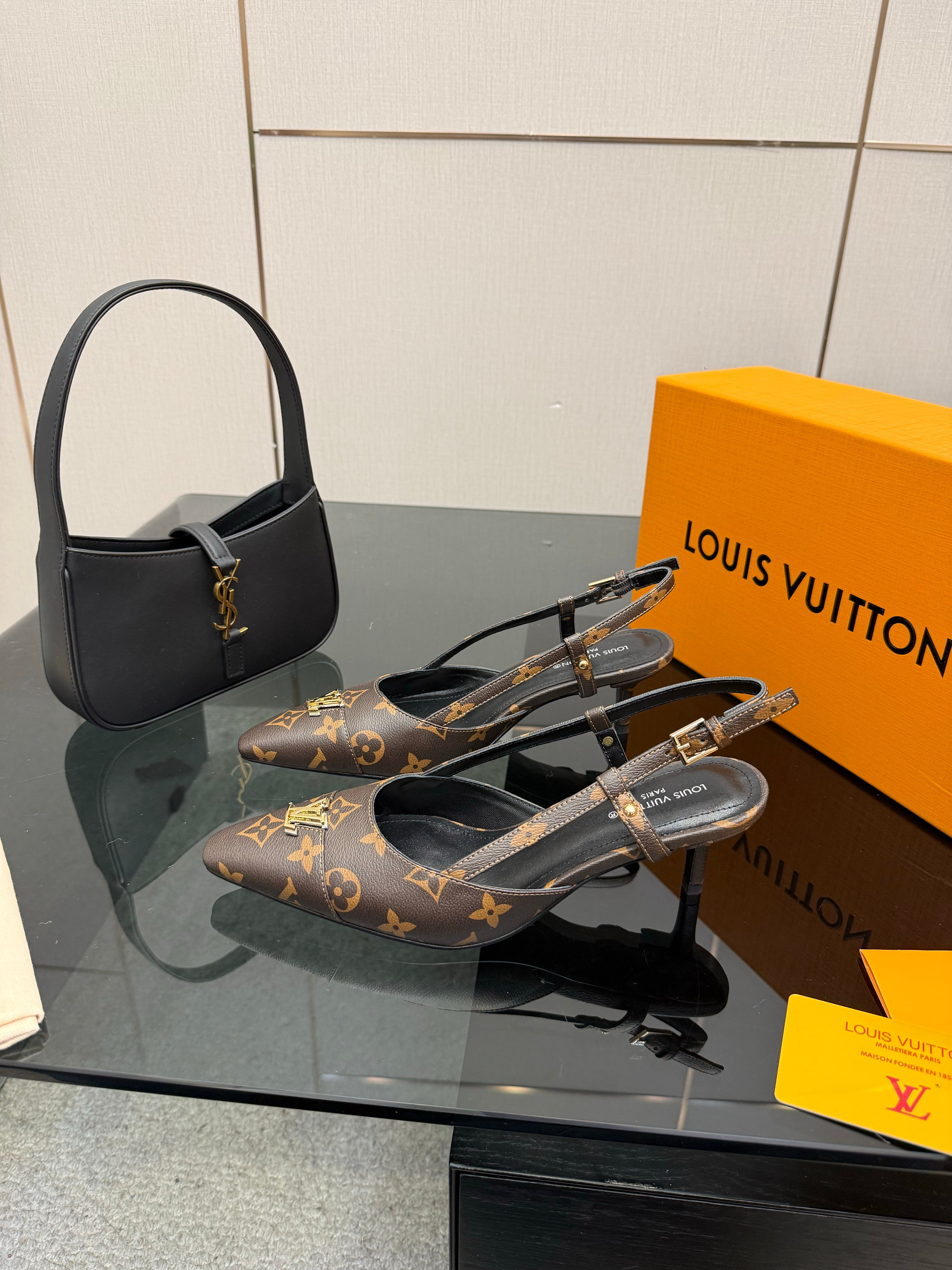 LV 26ss Slingback 55 Brown Monogram Calfskin 629641