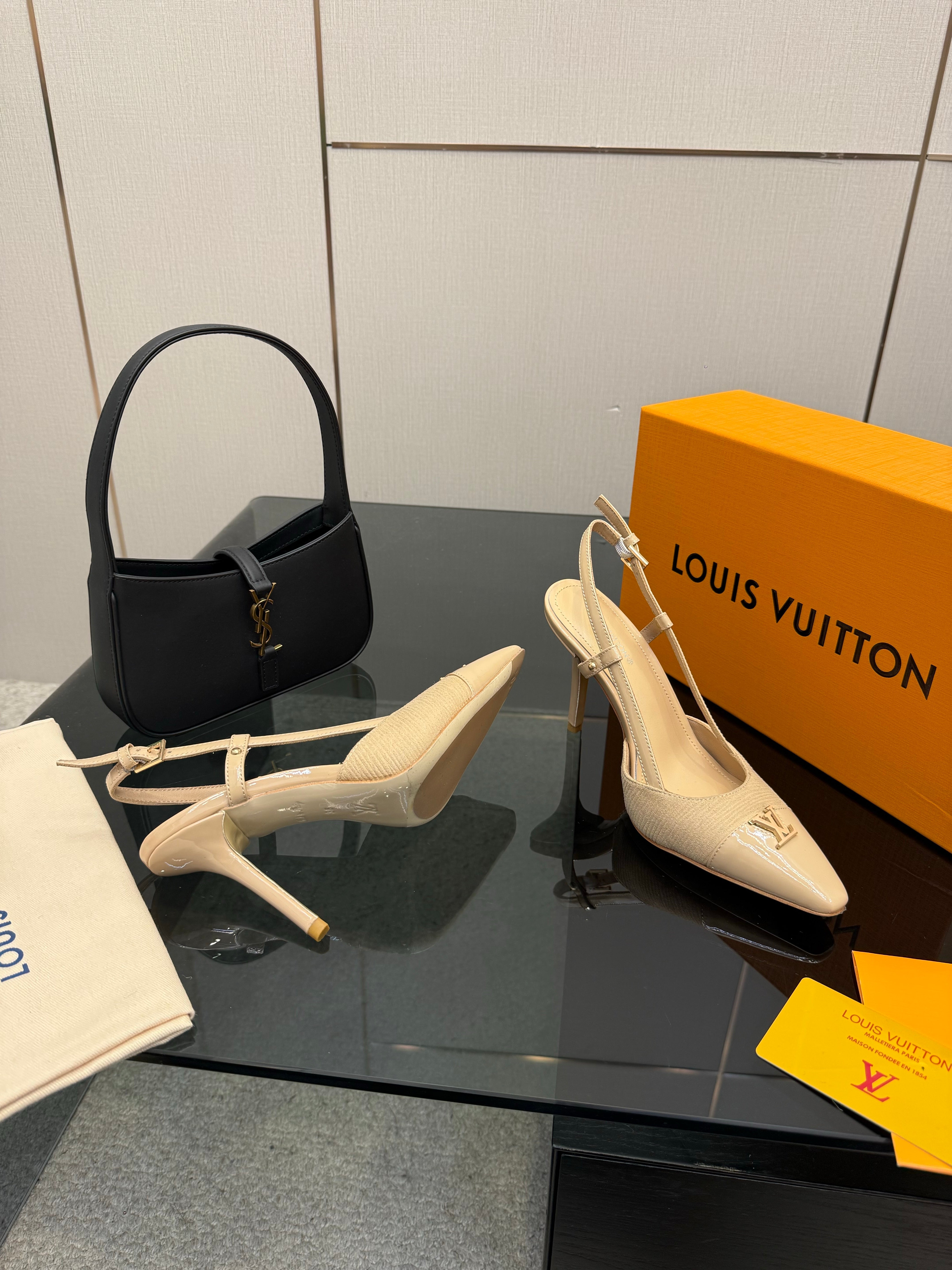 LV 26ss Slingback 90 Beige Calfskin Suede 629645