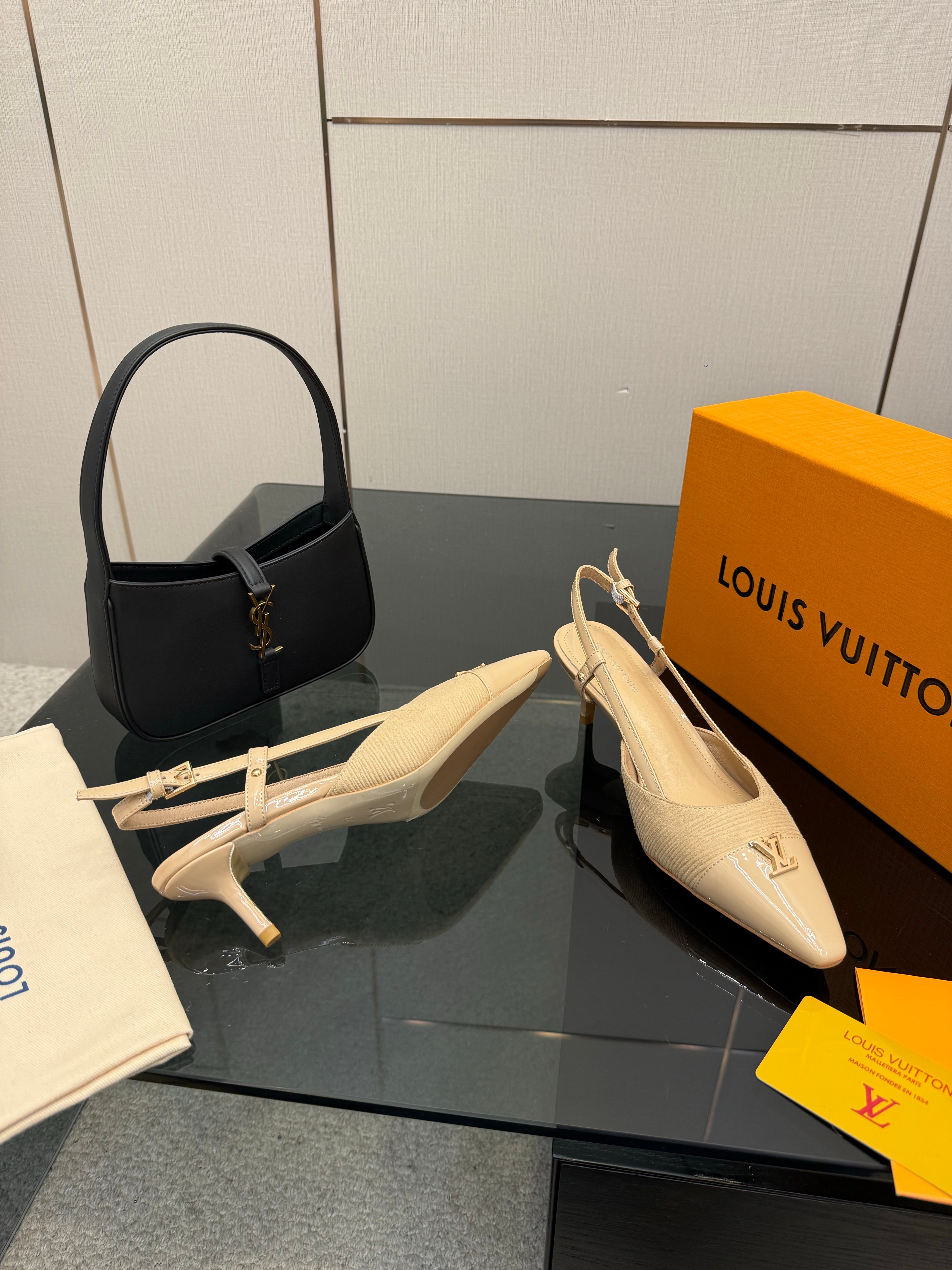 LV 26ss Slingback 55 Beige Calfskin Suede 629646