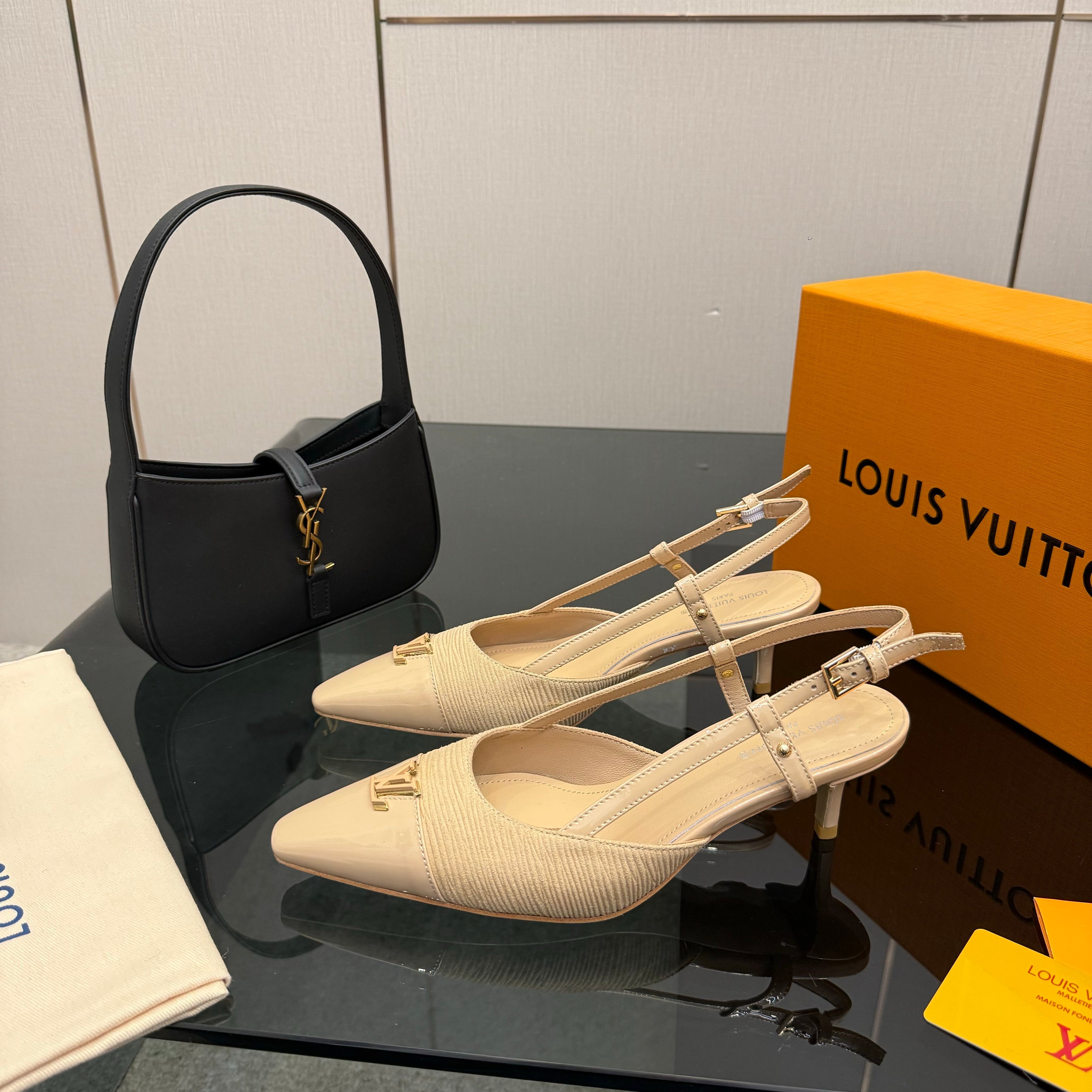 LV 26ss Slingback 55 Beige Calfskin Suede 629646