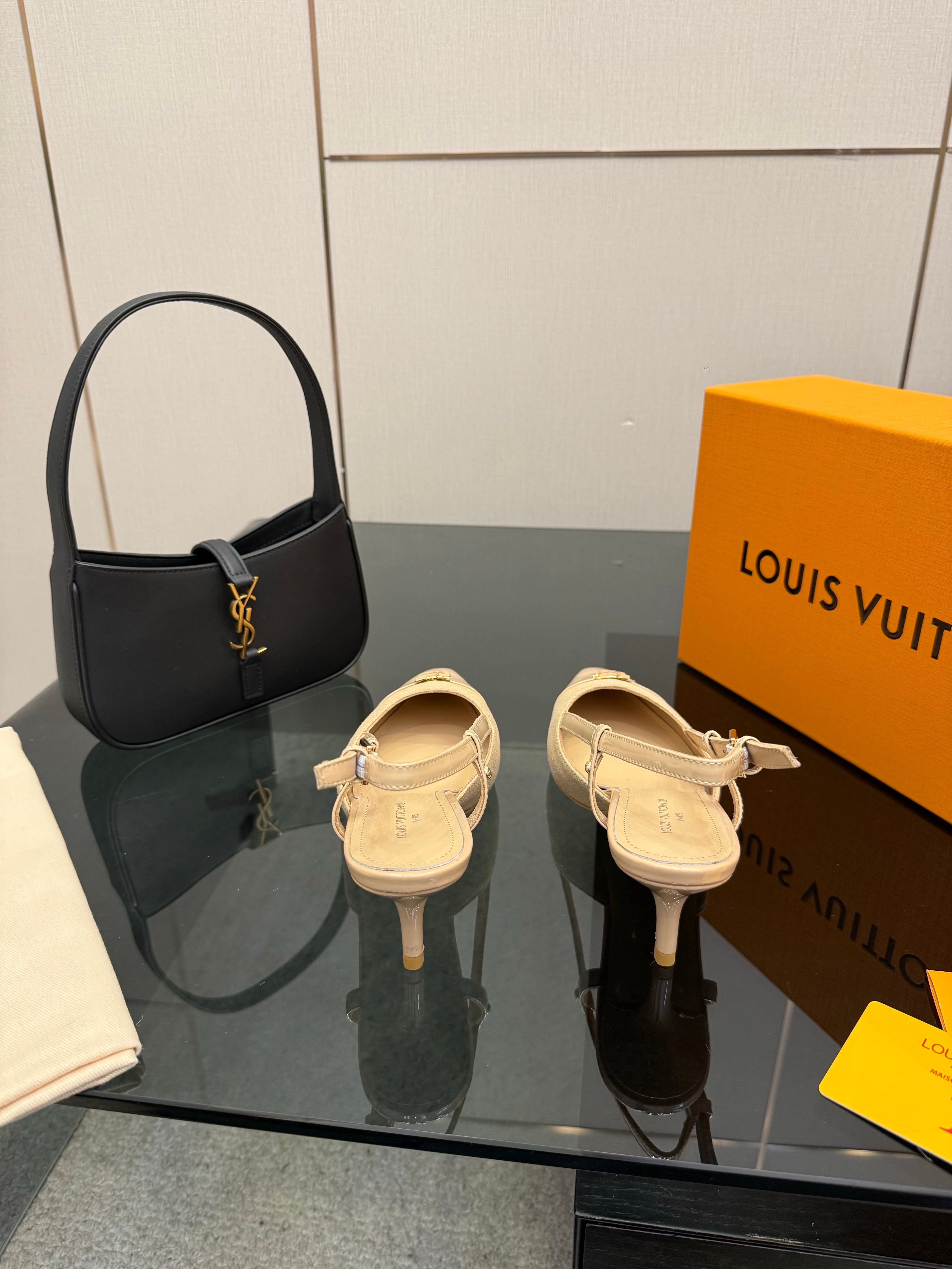 LV 26ss Slingback 55 Beige Calfskin Suede 629646