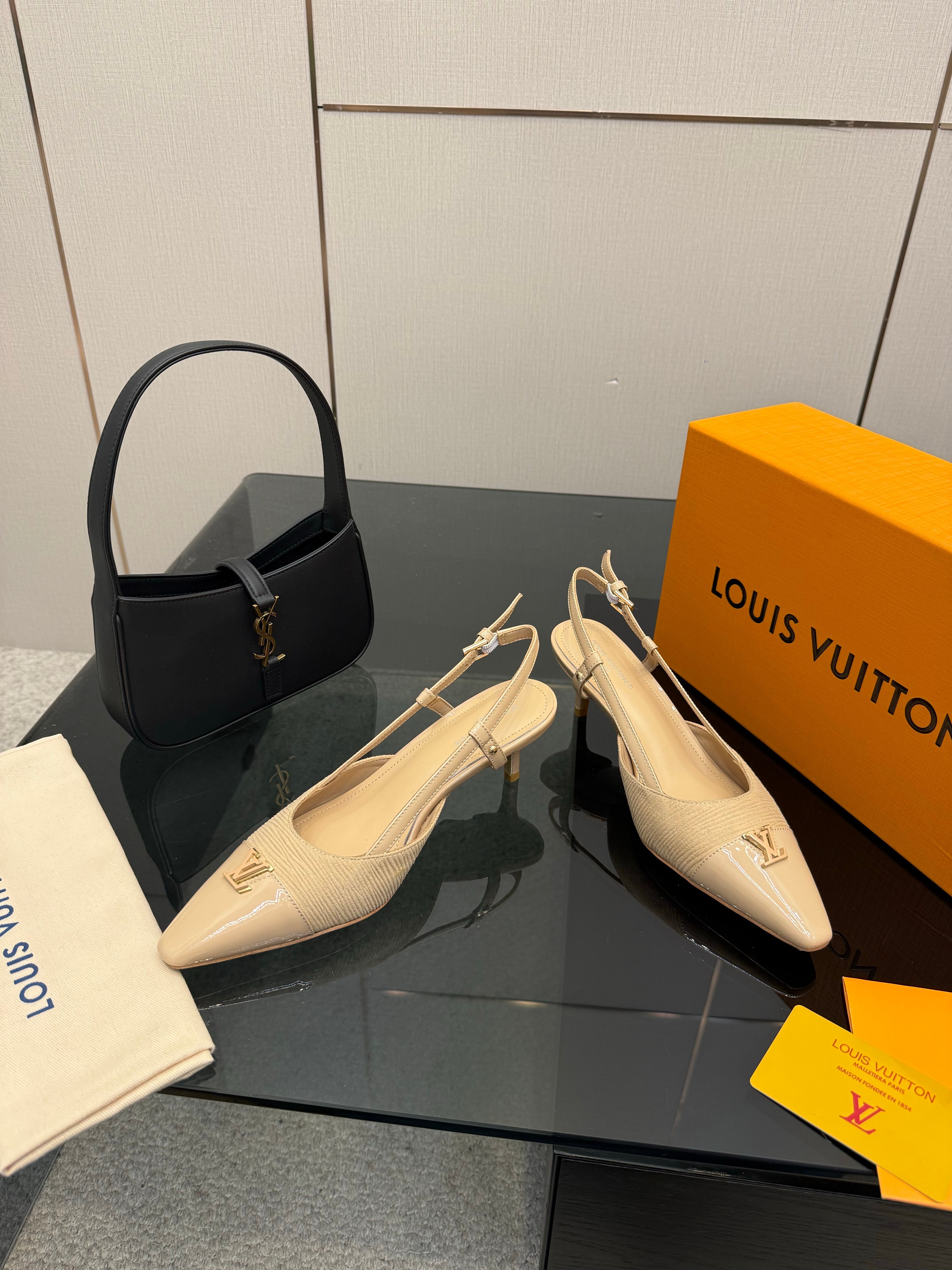 LV 26ss Slingback 55 Beige Calfskin Suede 629646