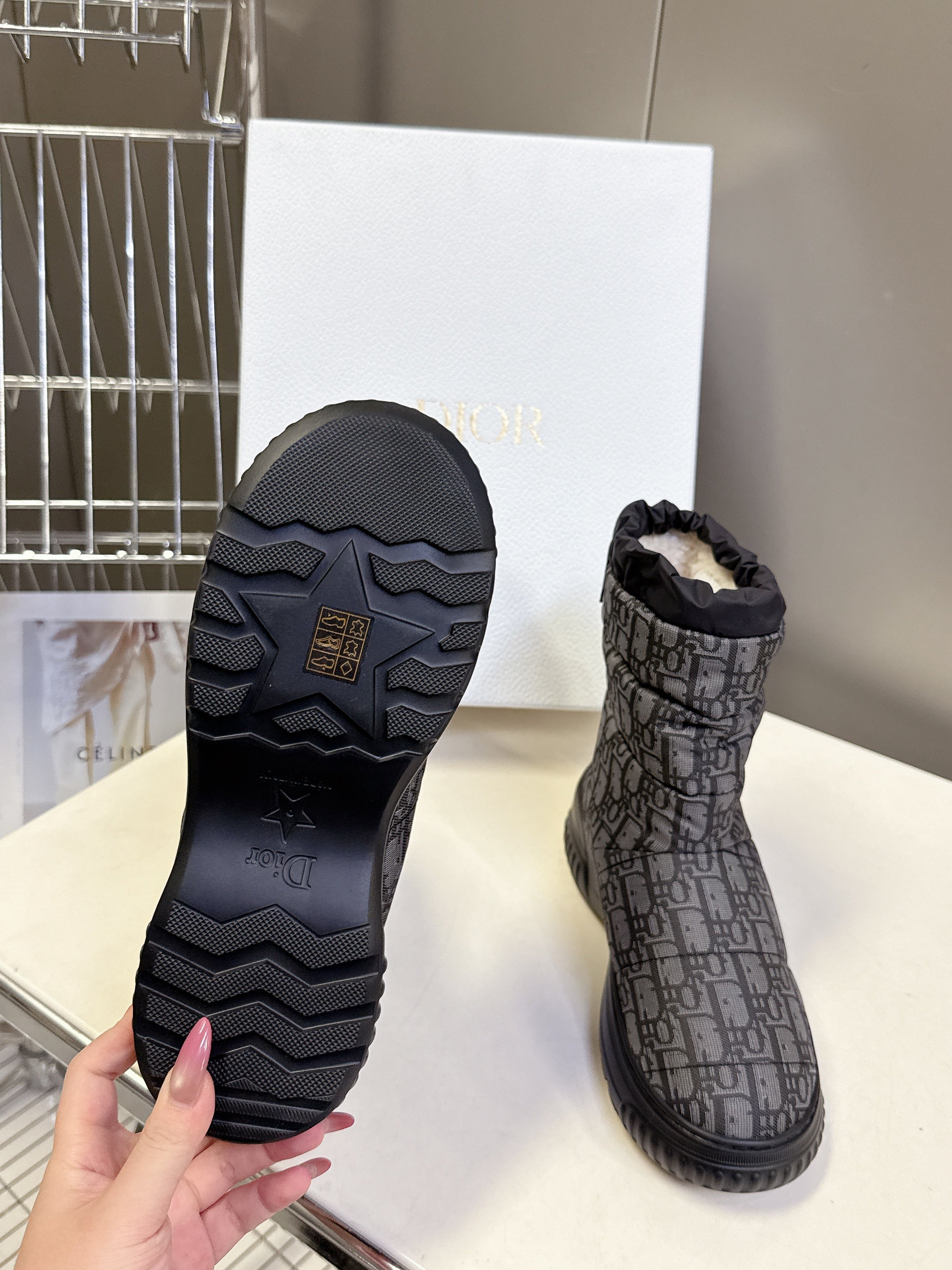 CD Snow Boots Black Fabric Wool 536728