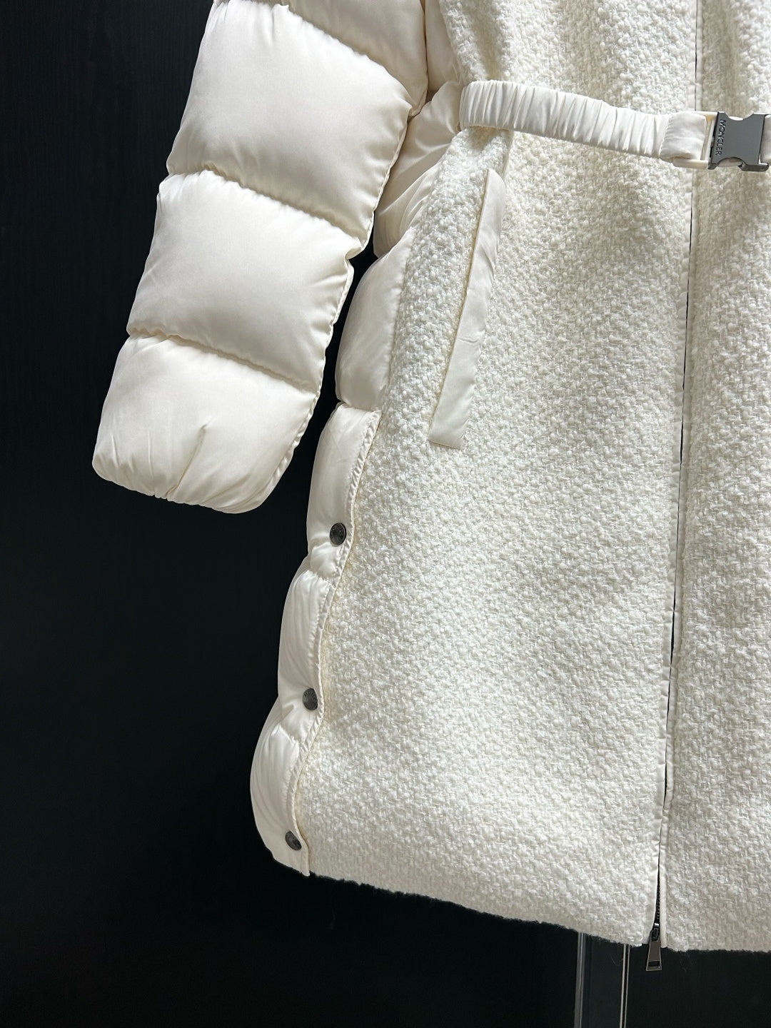 Moncler 2025 Caille Long Down Coat White Wool