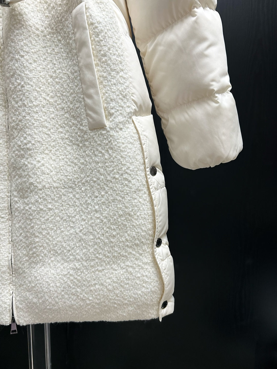 Moncler 2025 Caille Long Down Coat White Wool