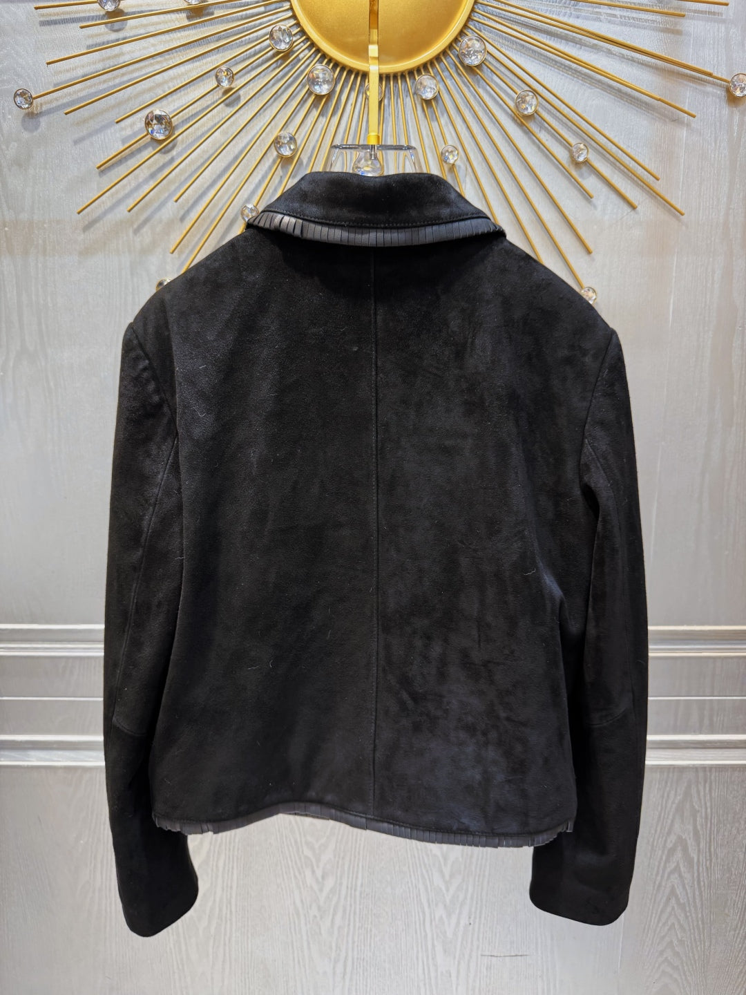 Celine 25 Long-Sleeved Jacket Black Gold Velvet