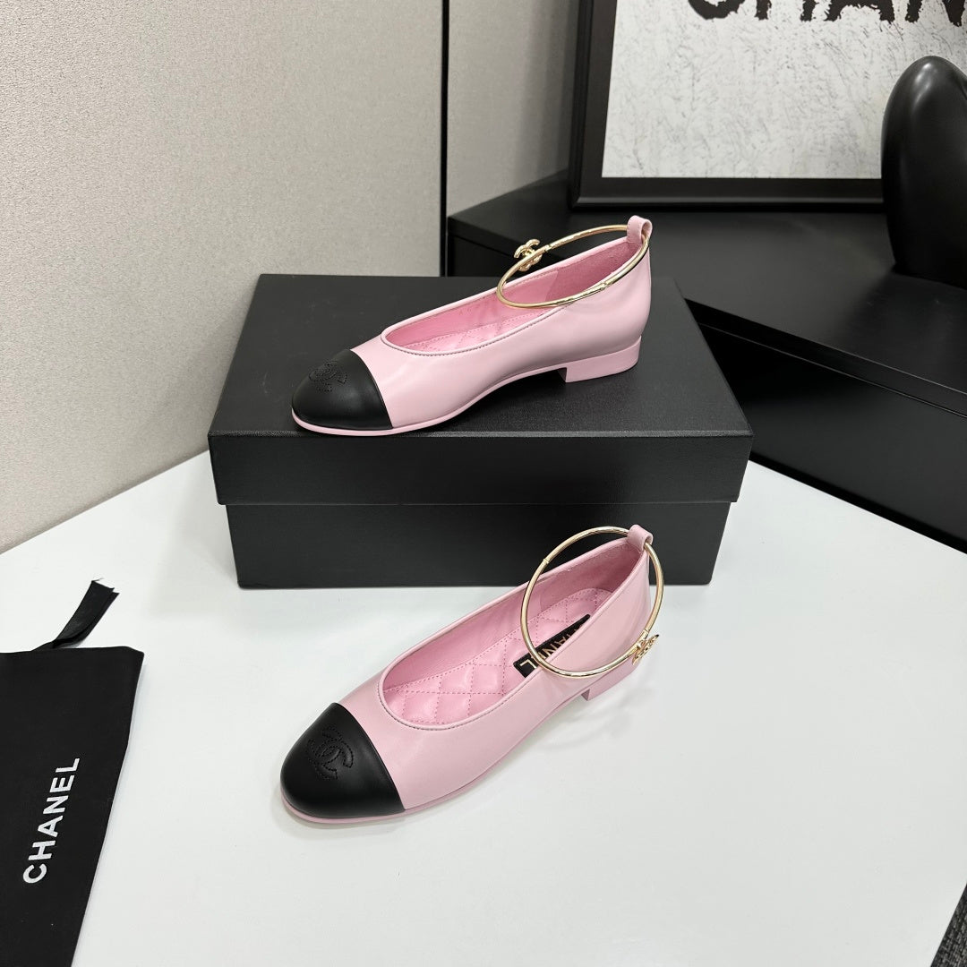 CC 26s Ballet Flats Light Pink Black Sheepskin 626302