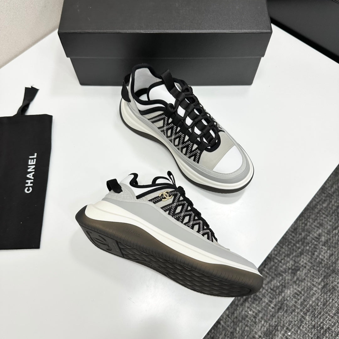 CC 26s Casual Sneakers Black White Gray Fabric Cowhide 626373