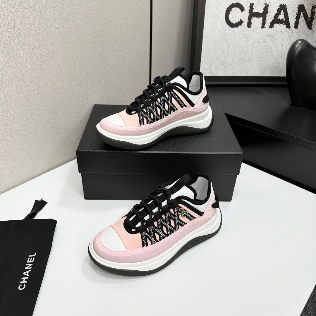 CC 26s Casual Sneakers Light Pink Black Fabric Cowhide 626374