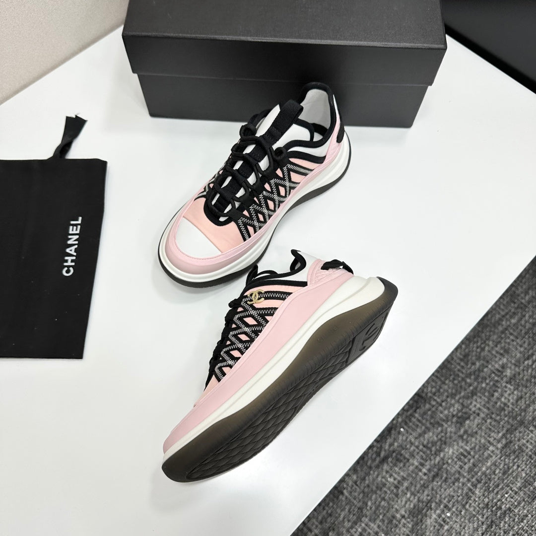 CC 26s Casual Sneakers Light Pink Black Fabric Cowhide 626374