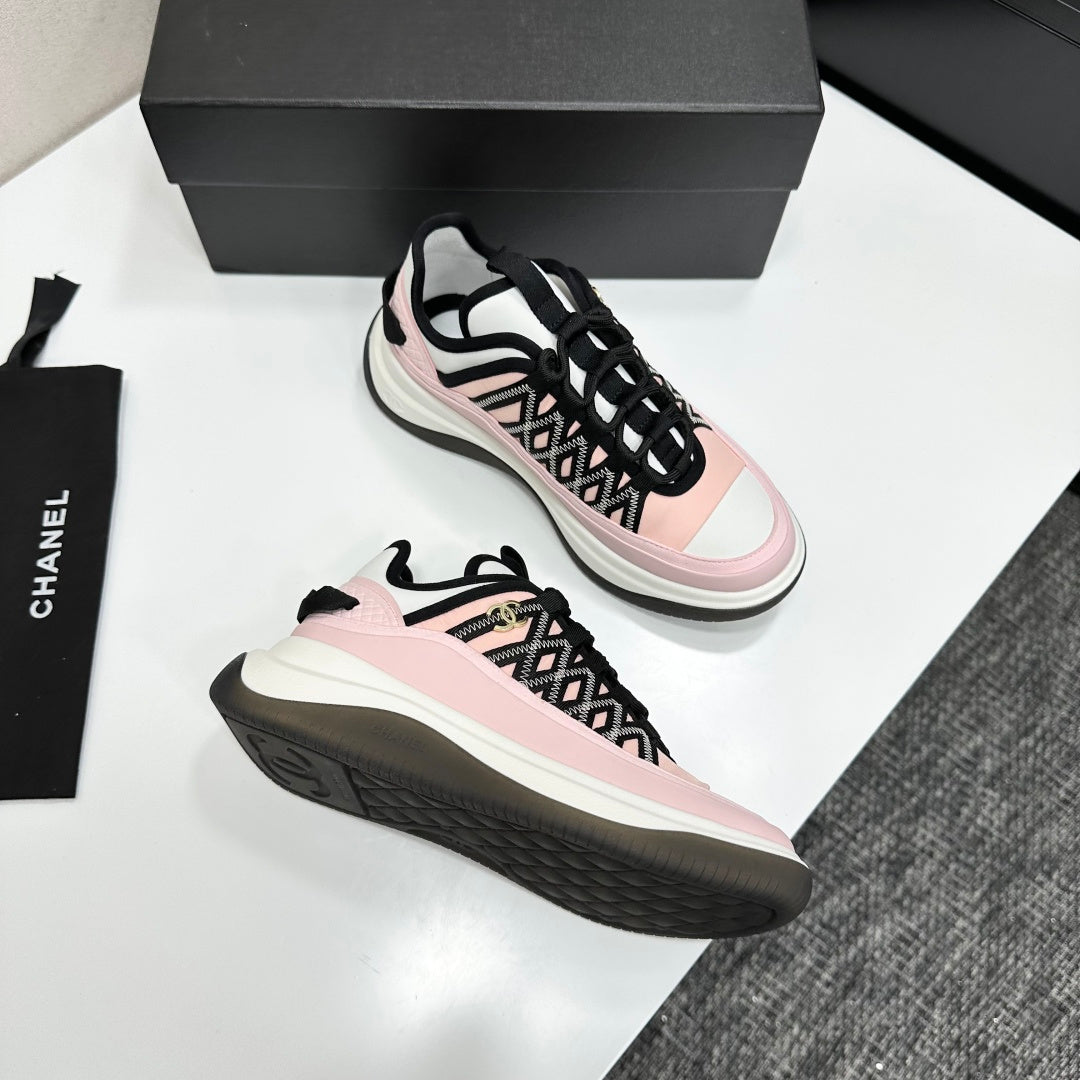 CC 26s Casual Sneakers Light Pink Black Fabric Cowhide 626374