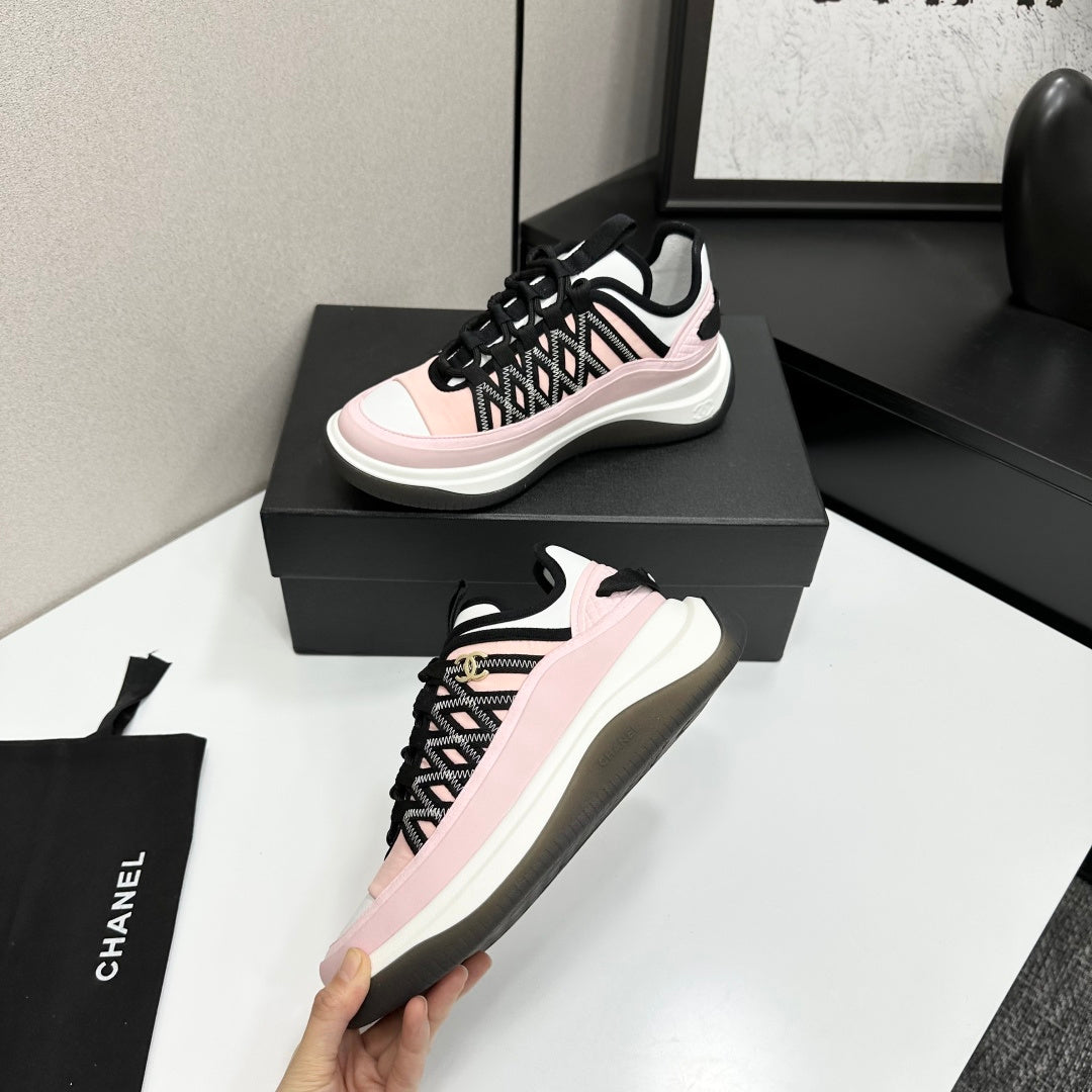 CC 26s Casual Sneakers Light Pink Black Fabric Cowhide 626374
