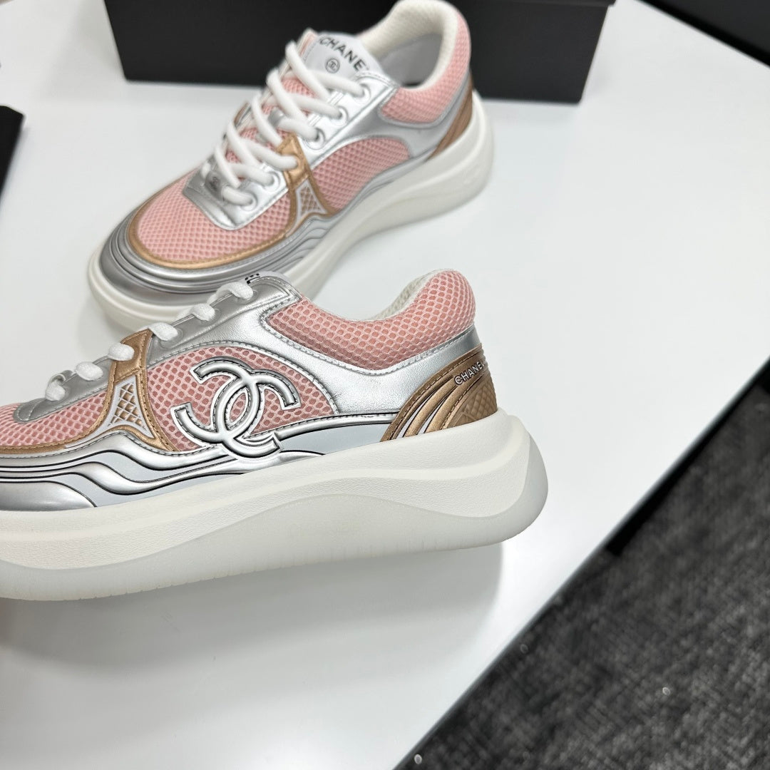 CC 26s Casual Sneakers Light Pink Gray Fabric Cowhide 626379