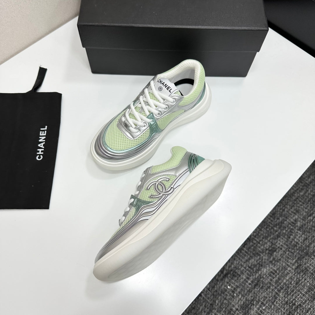 CC 26s Casual Sneakers Mint Green Sliver Fabric Cowhide 626385