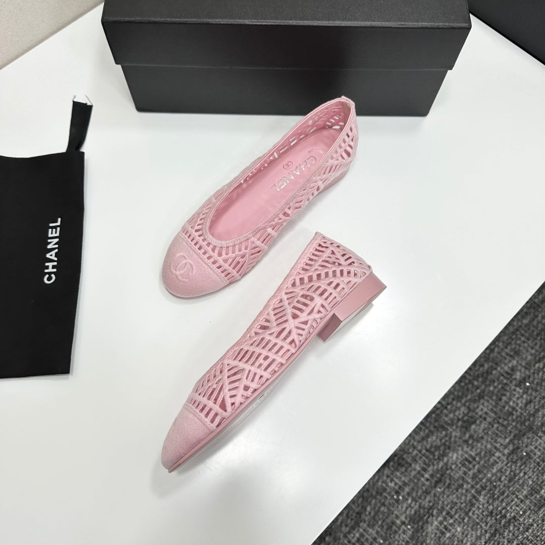 CC 26s Ballet Flats Pink Canvas Leather 626299