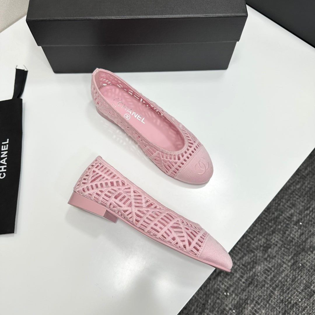 CC 26s Ballet Flats Pink Canvas Leather 626299
