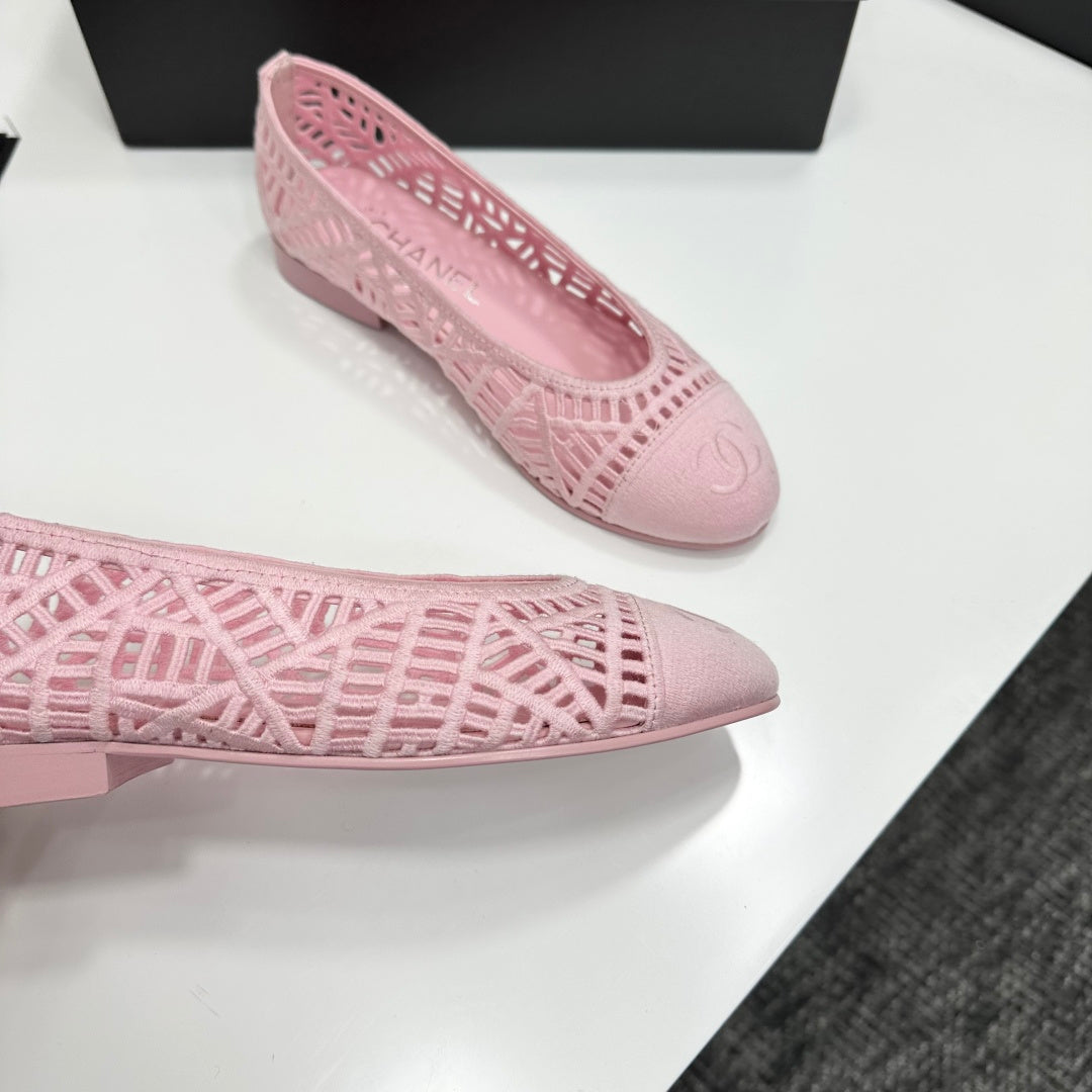 CC 26s Ballet Flats Pink Canvas Leather 626299