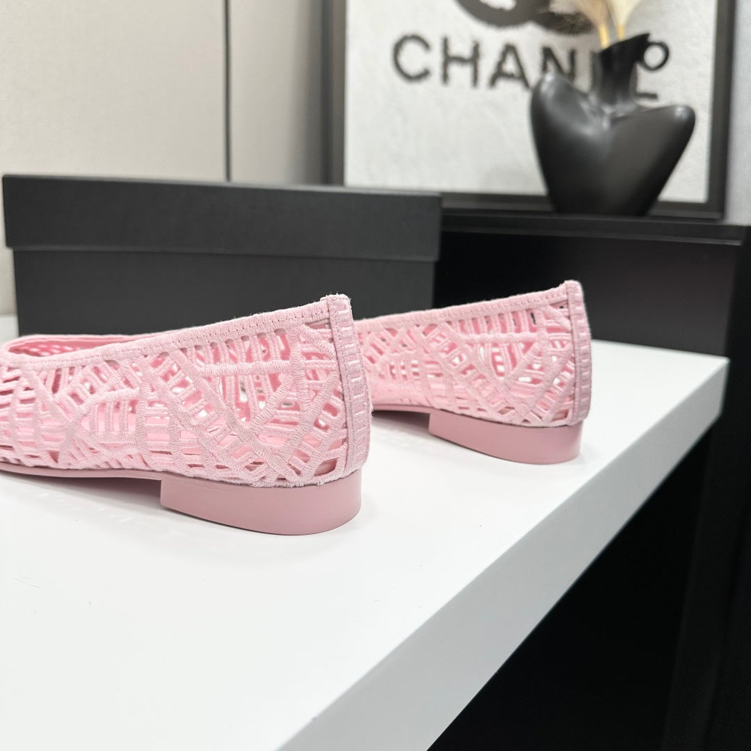 CC 26s Ballet Flats Pink Canvas Leather 626299