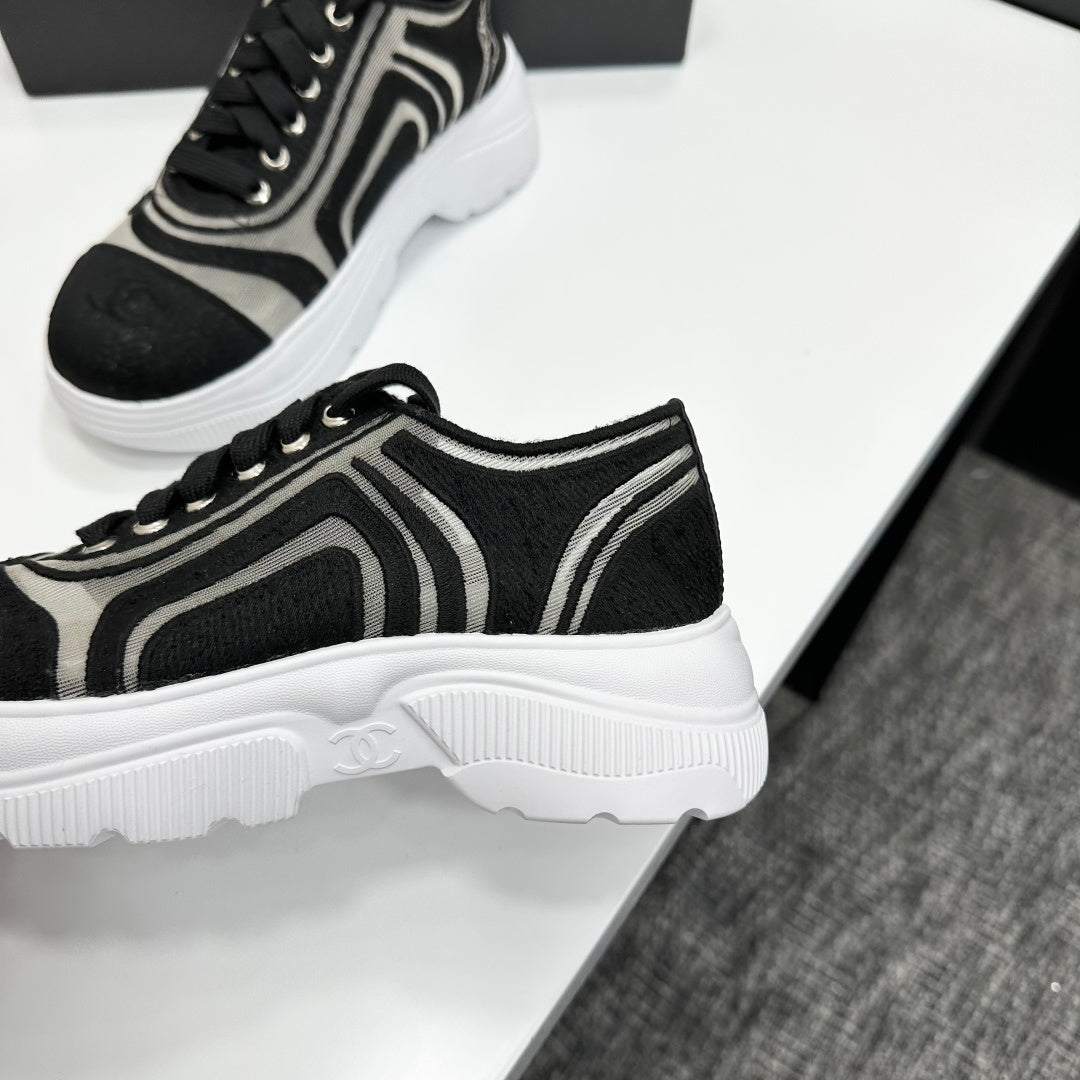 CC 26s Casual Sneakers Rhinestones Black White Mesh Sheepskin 626364