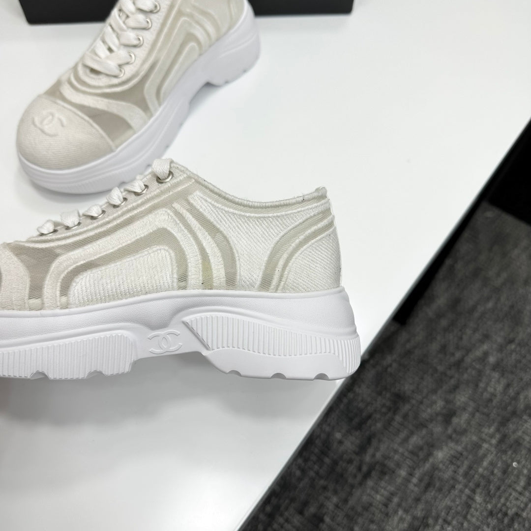 CC 26s Casual Sneakers Rhinestones White Mesh Sheepskin 626365