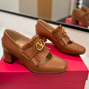 VT 2025 Signature Heeled Loafer Brown Calf Leather 295069