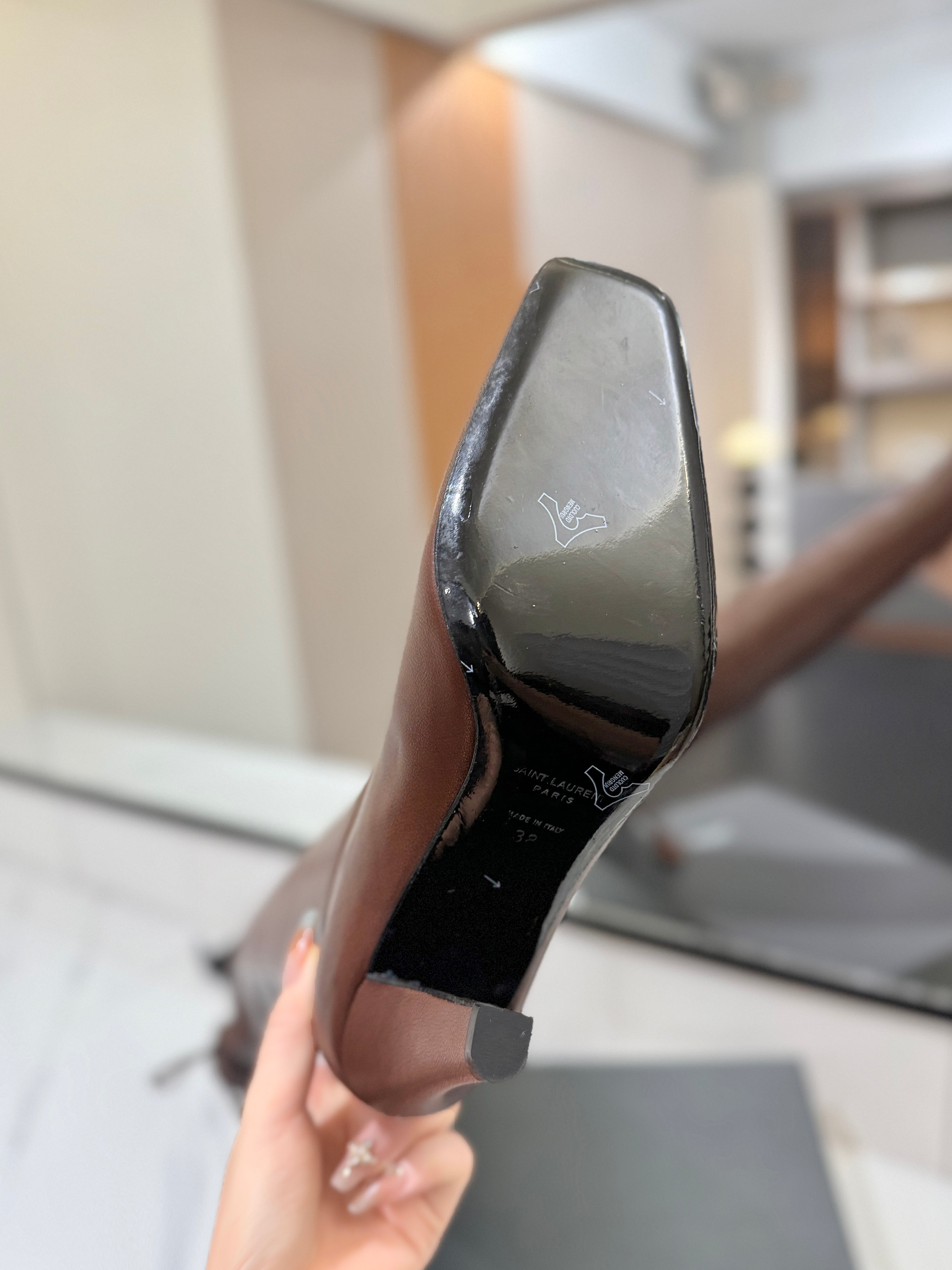 YSL 25 Over-the-Knee Martin Boot Brown Calfskin 520783