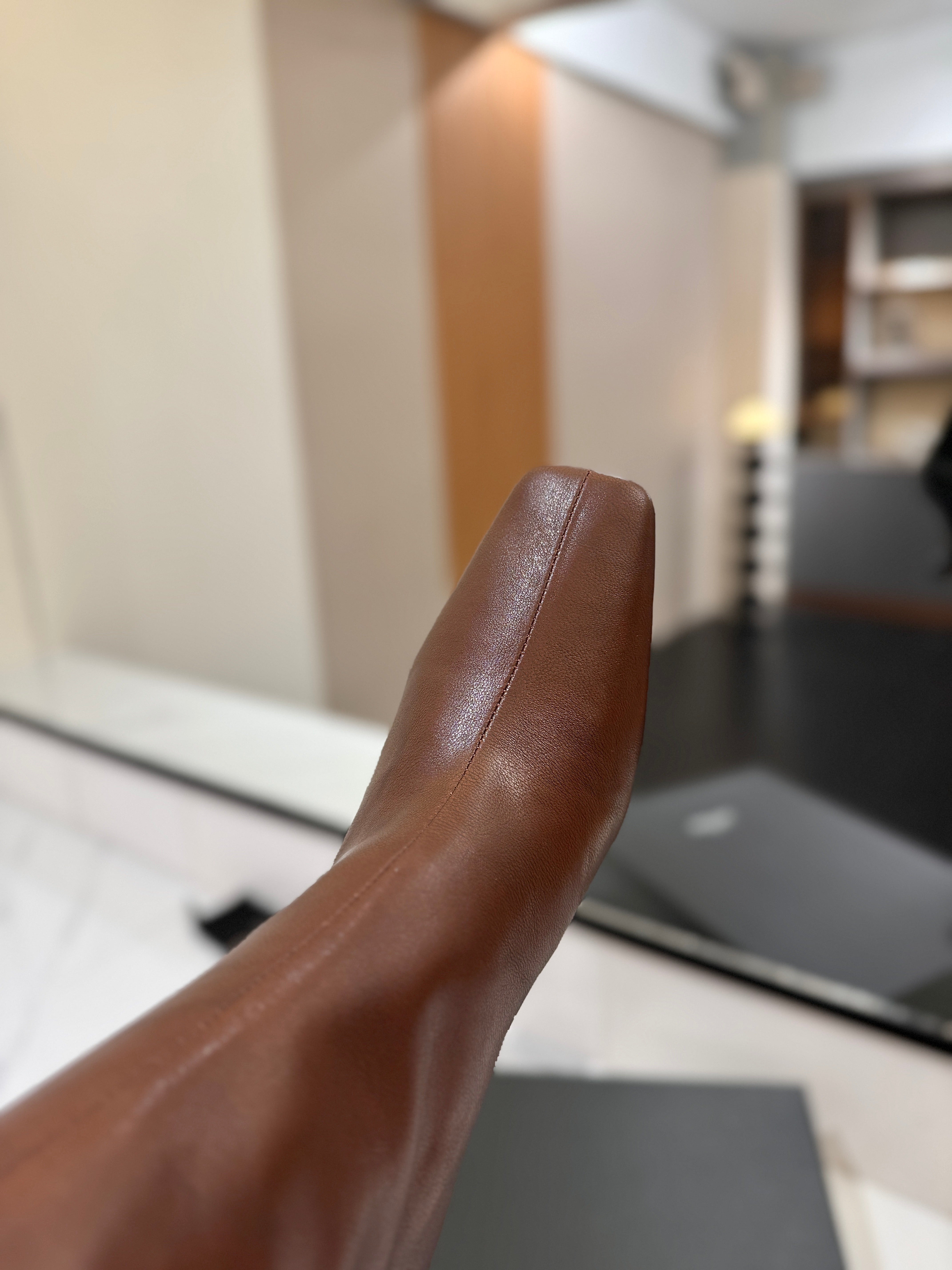 YSL 25 Over-the-Knee Martin Boot Brown Calfskin 520783