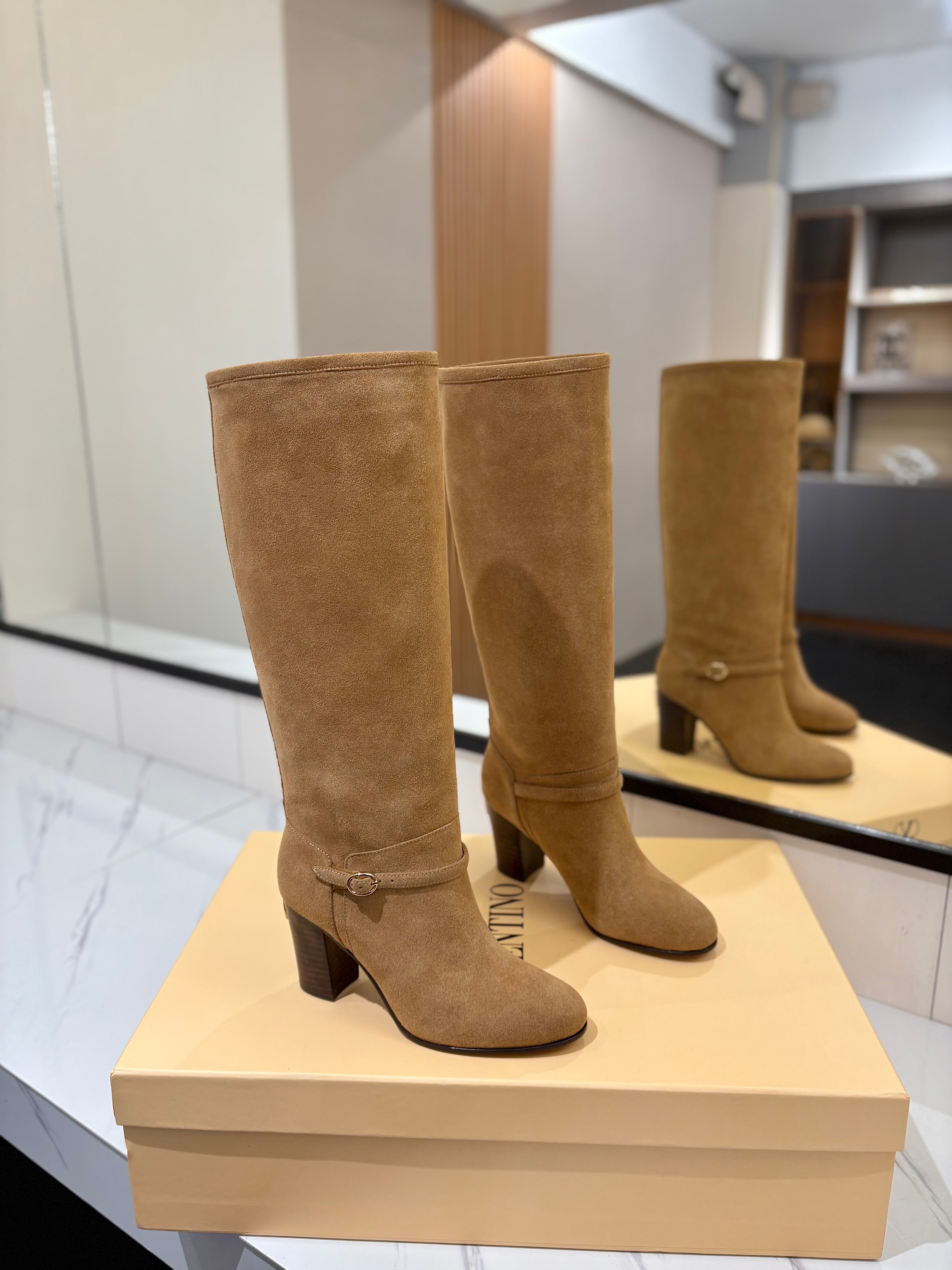Valentino 2025 Pattie High Boot Tan Suede 560738