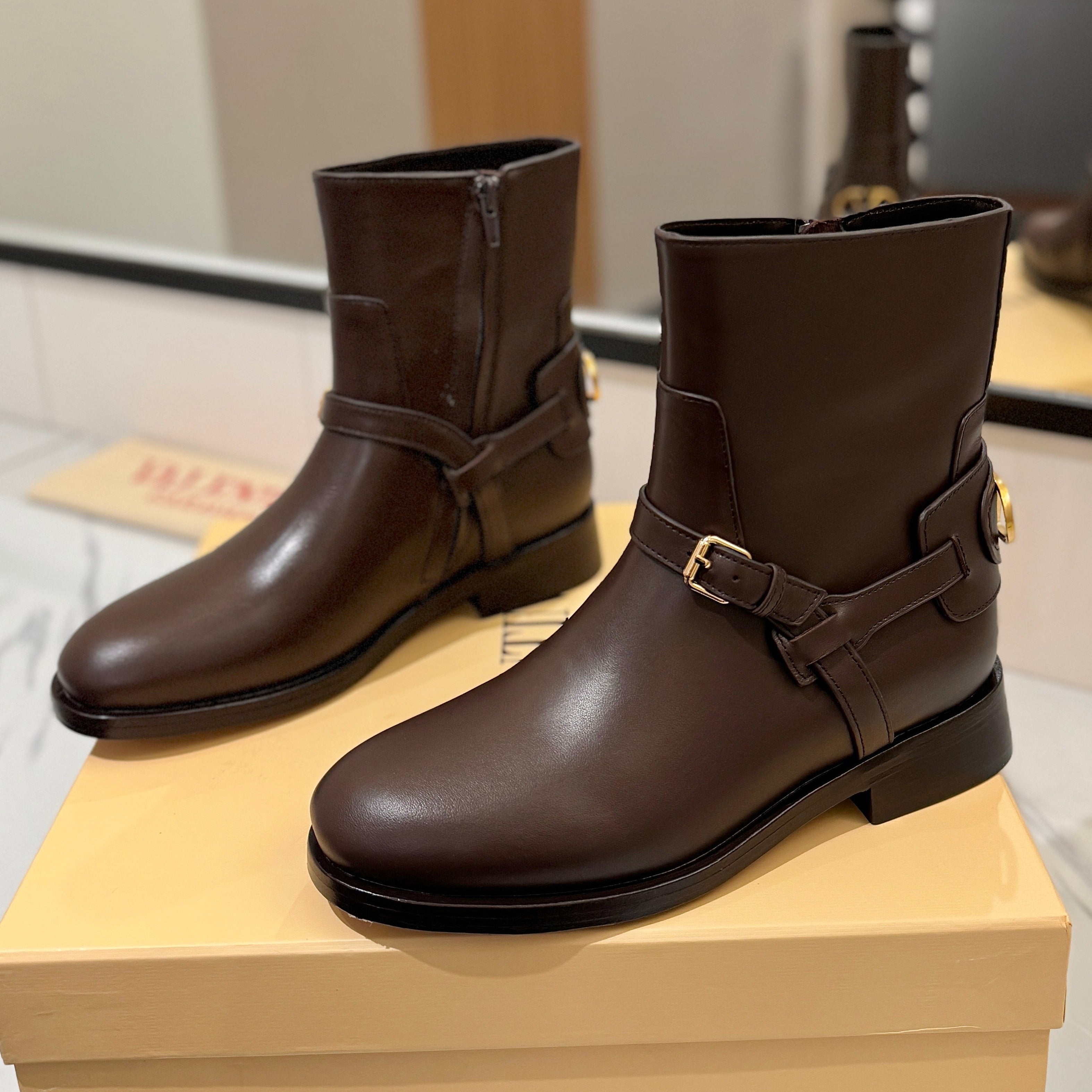 Valentino 2025 Pattie Boot Dark Brown Calfskin 560748