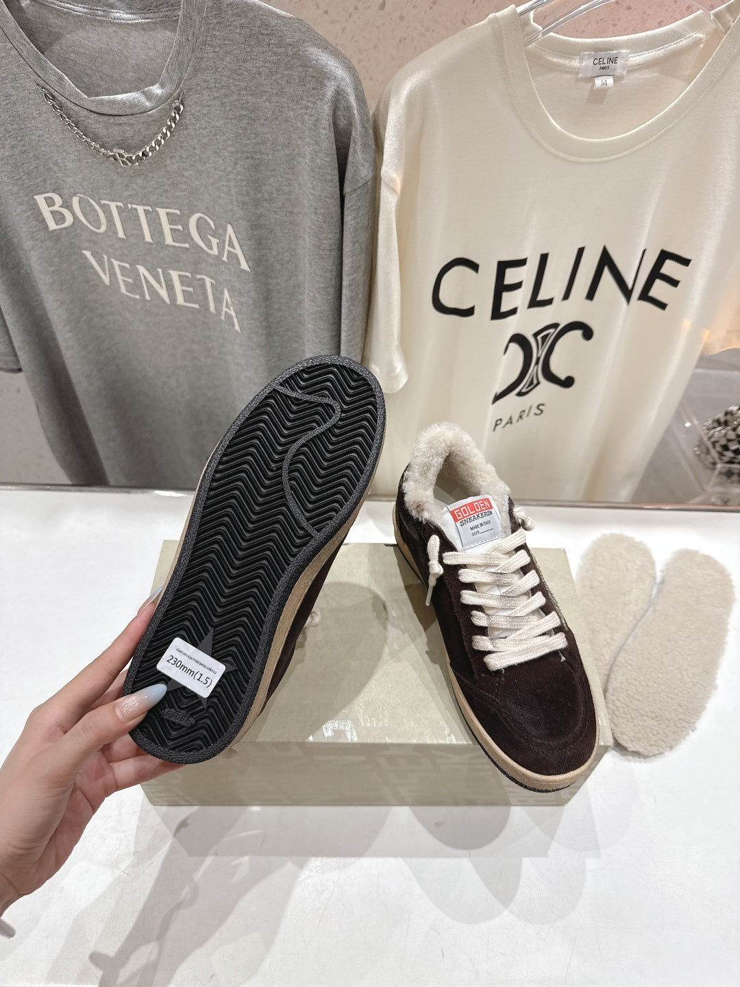 Golden Goose 2025 Shearling Sneaker Brown Silver Suede Wool 491659