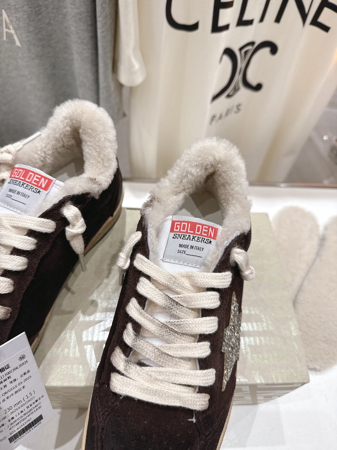 Golden Goose 2025 Shearling Sneaker Brown Silver Suede Wool 491659