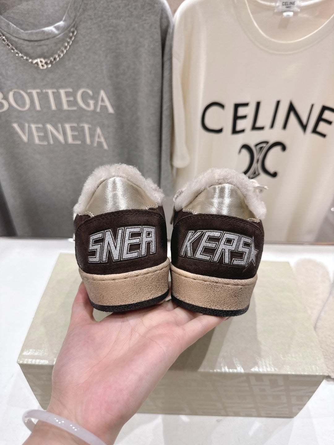 Golden Goose 2025 Shearling Sneaker Brown Silver Suede Wool 491659