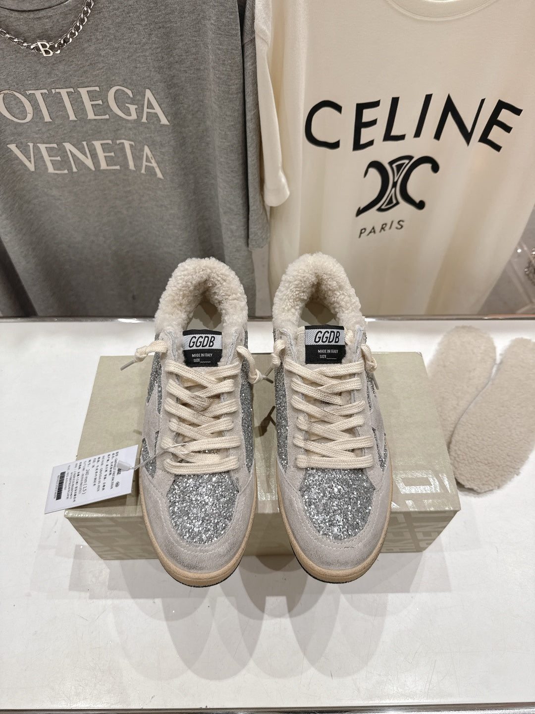 Golden Goose 2025 Wool-Lined Dirty Sneaker Light Gray mix Silver Suede 491649