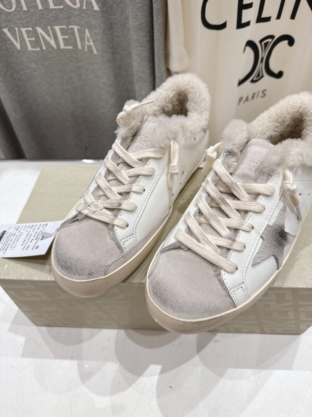 Golden Goose 2025 Wool-Lined Dirty Sneaker Ivory Silver Cowhide 491656