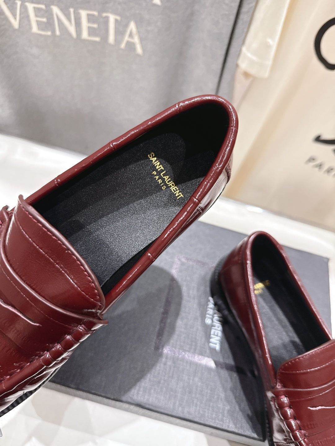 YSL 2025 Loafer Burgundy mix Black Cowhide 535615