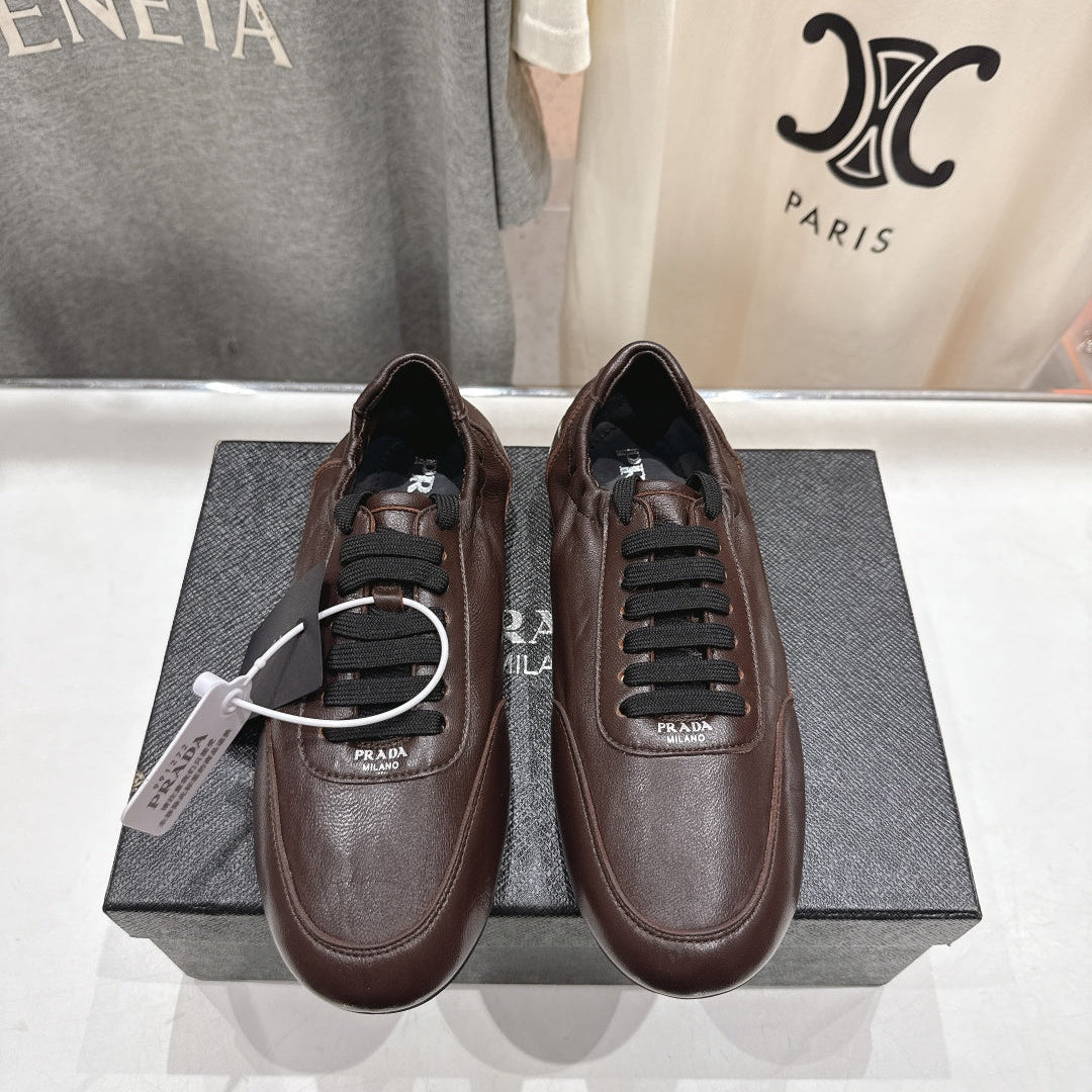 Prada 25s ballet flats dark brown sheepskin 535498