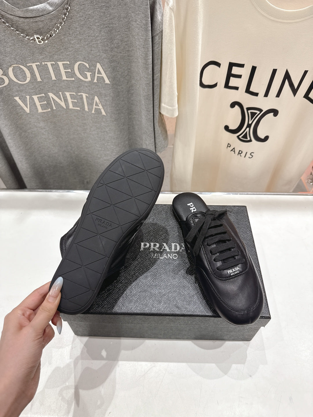 Prada 25s mule black sheepskin 535499