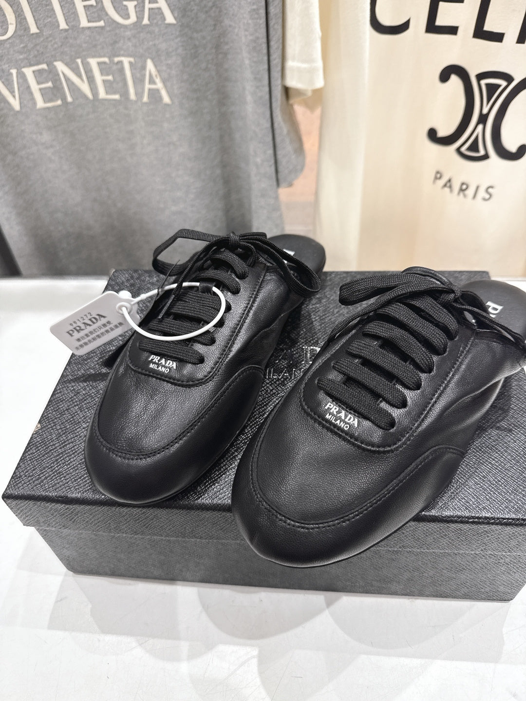 Prada 25s mule black sheepskin 535499