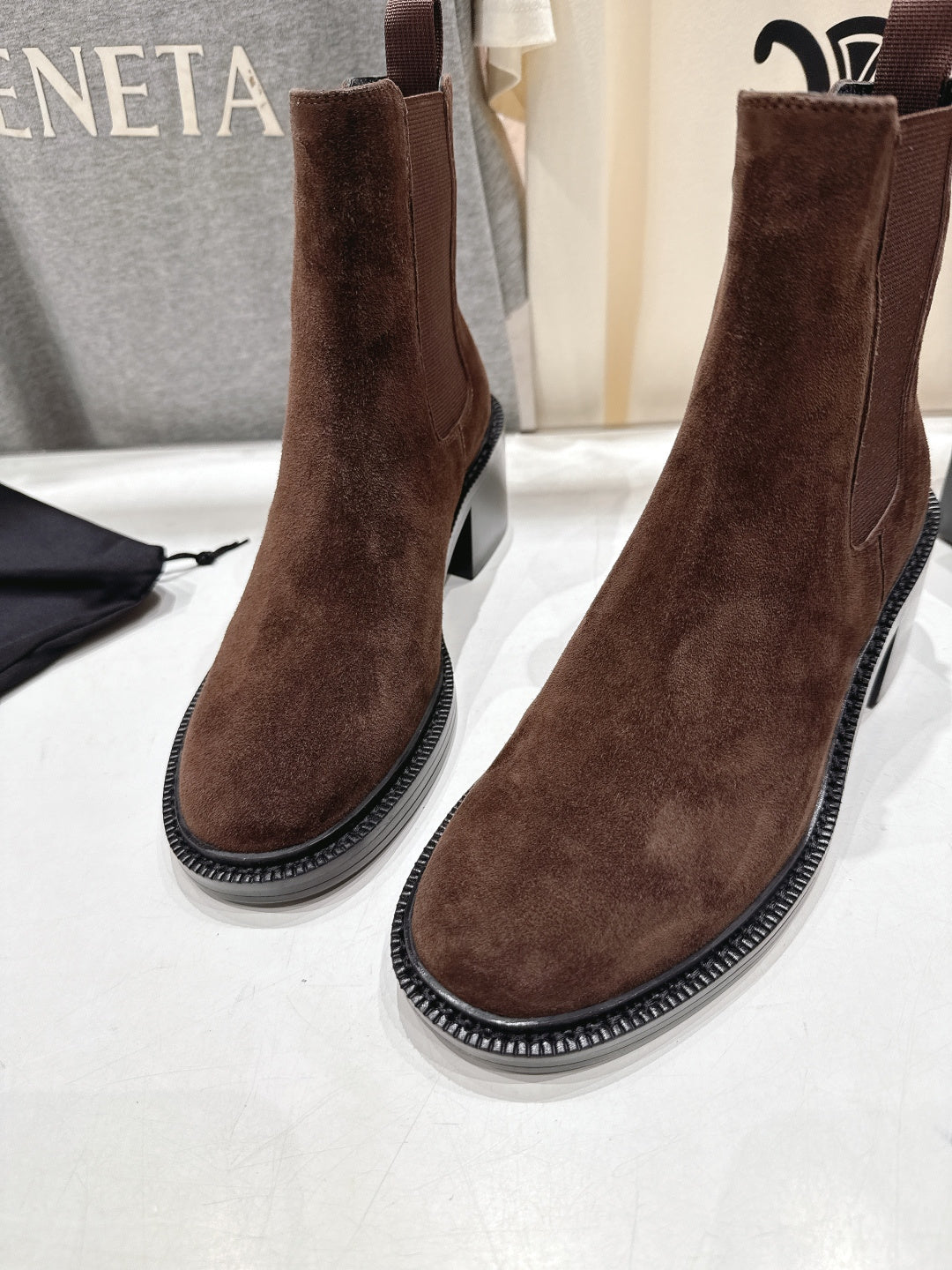 YSL 2025 Short Boot Dark Brown Suede 567582