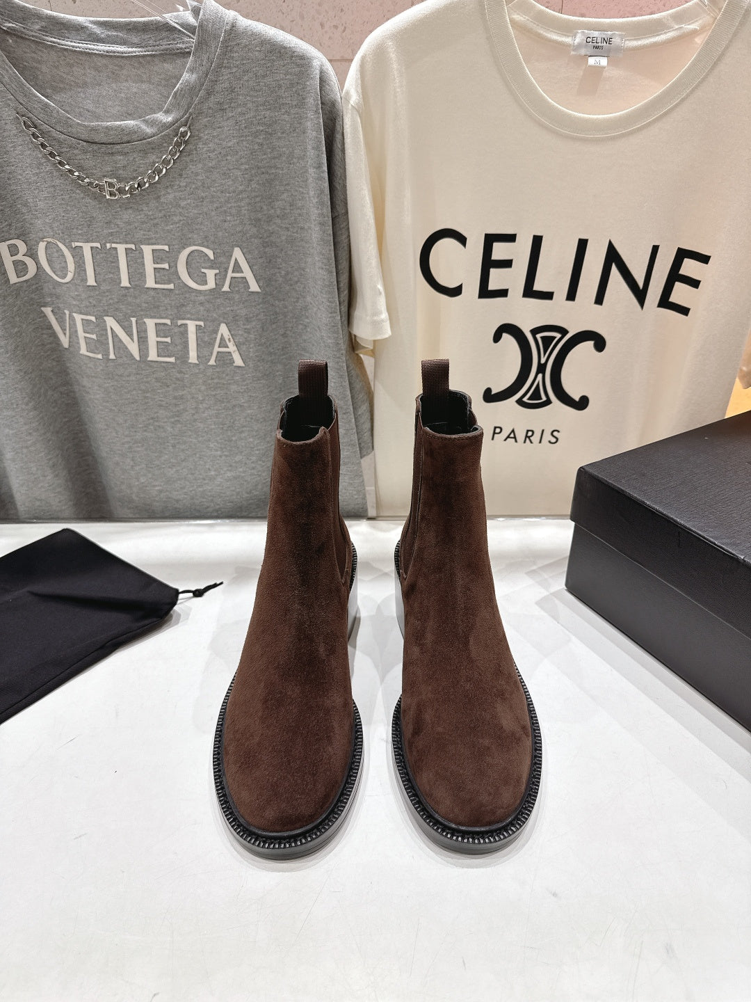 YSL 2025 Short Boot Dark Brown Suede 567582