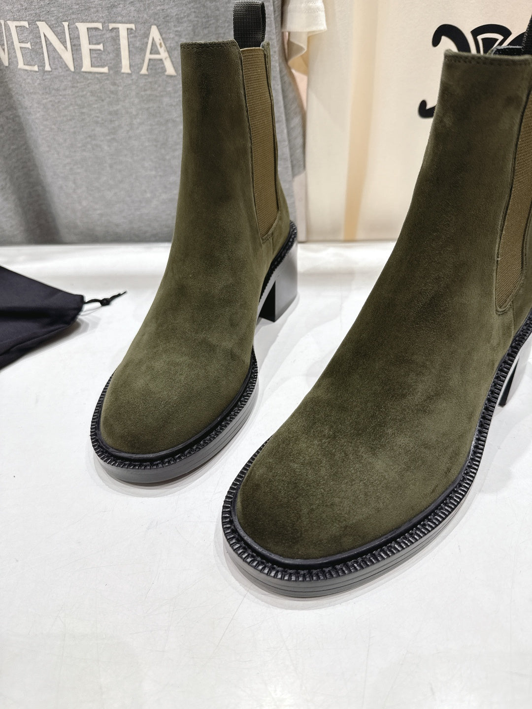 YSL 2025 Short Boot Green Suede 567583