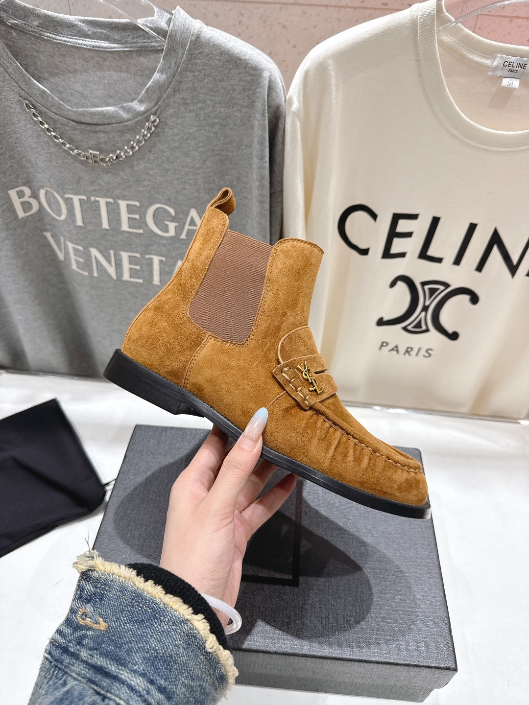 YSL 2025 High-top Loafer Tan Suede 567588