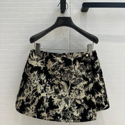 CD 25 Print Short Black Gold Jacquard fabric
