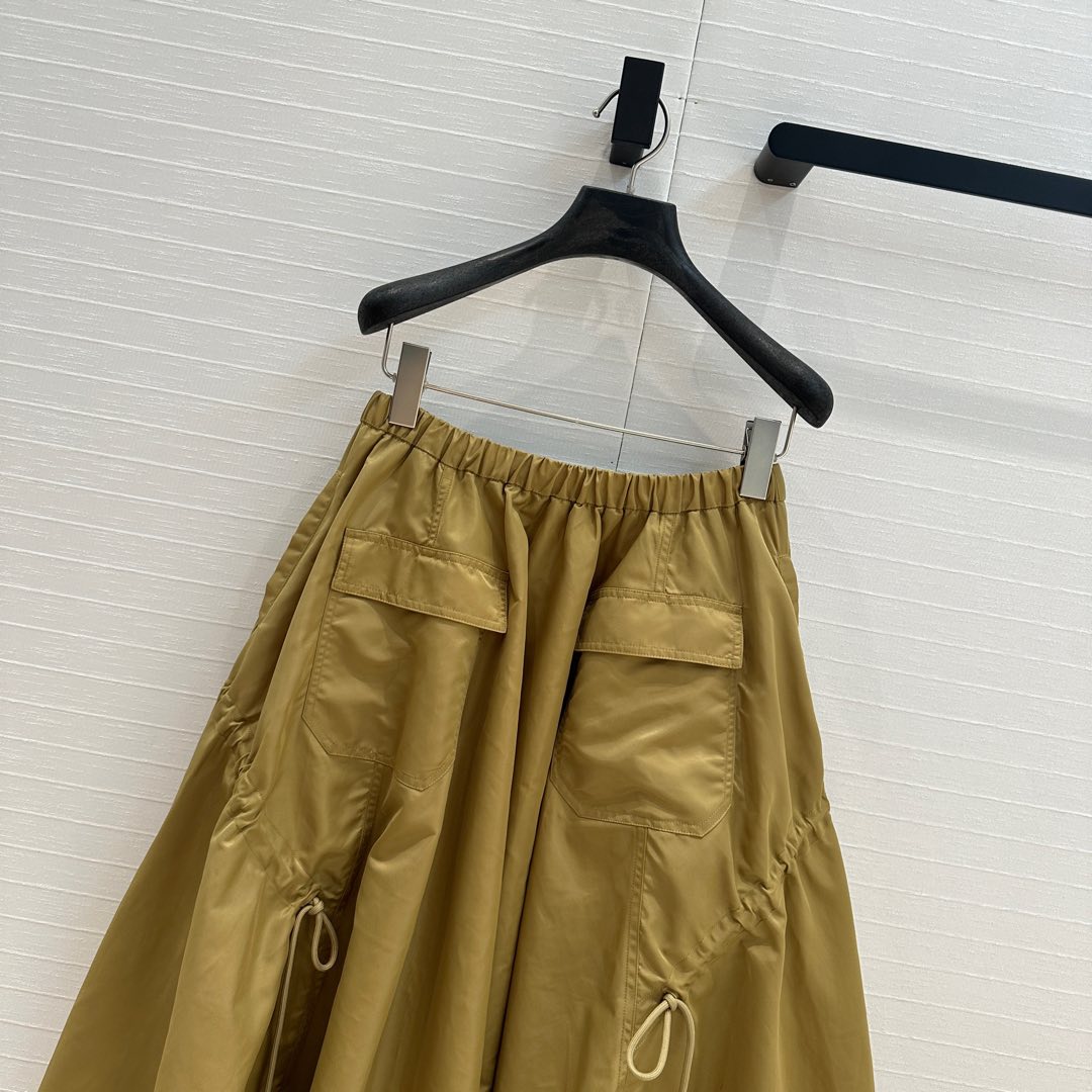 Prada 2025 Long Skirt Khaki Polyester