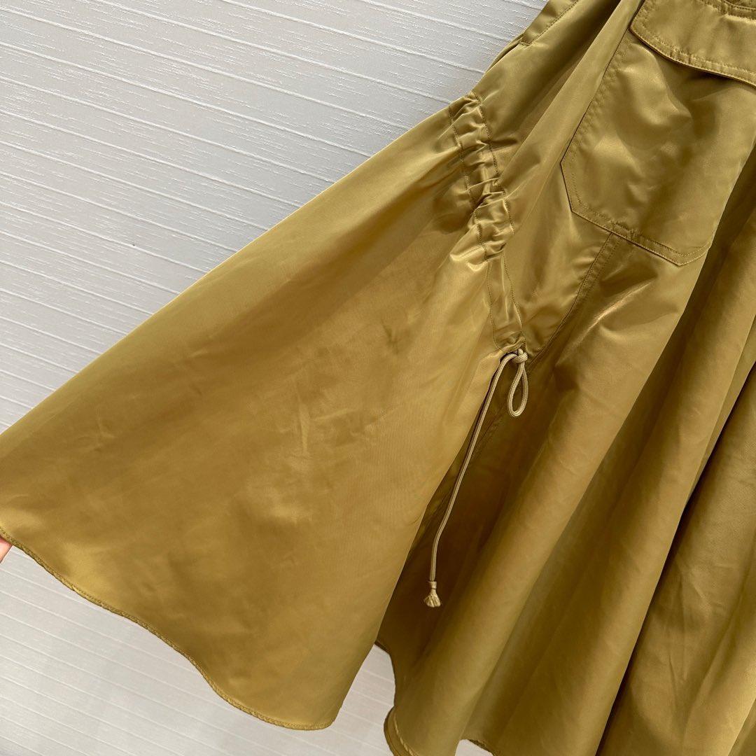 Prada 2025 Long Skirt Khaki Polyester