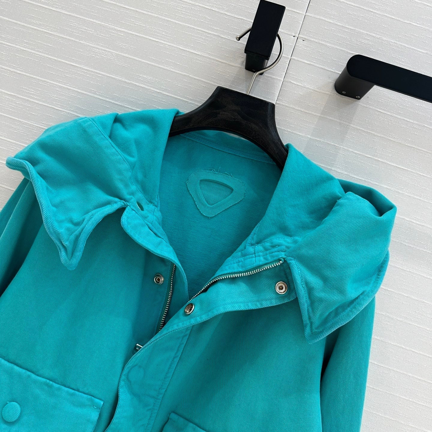 Prada 25 Hooded Short Jacket Blue-green Cotton