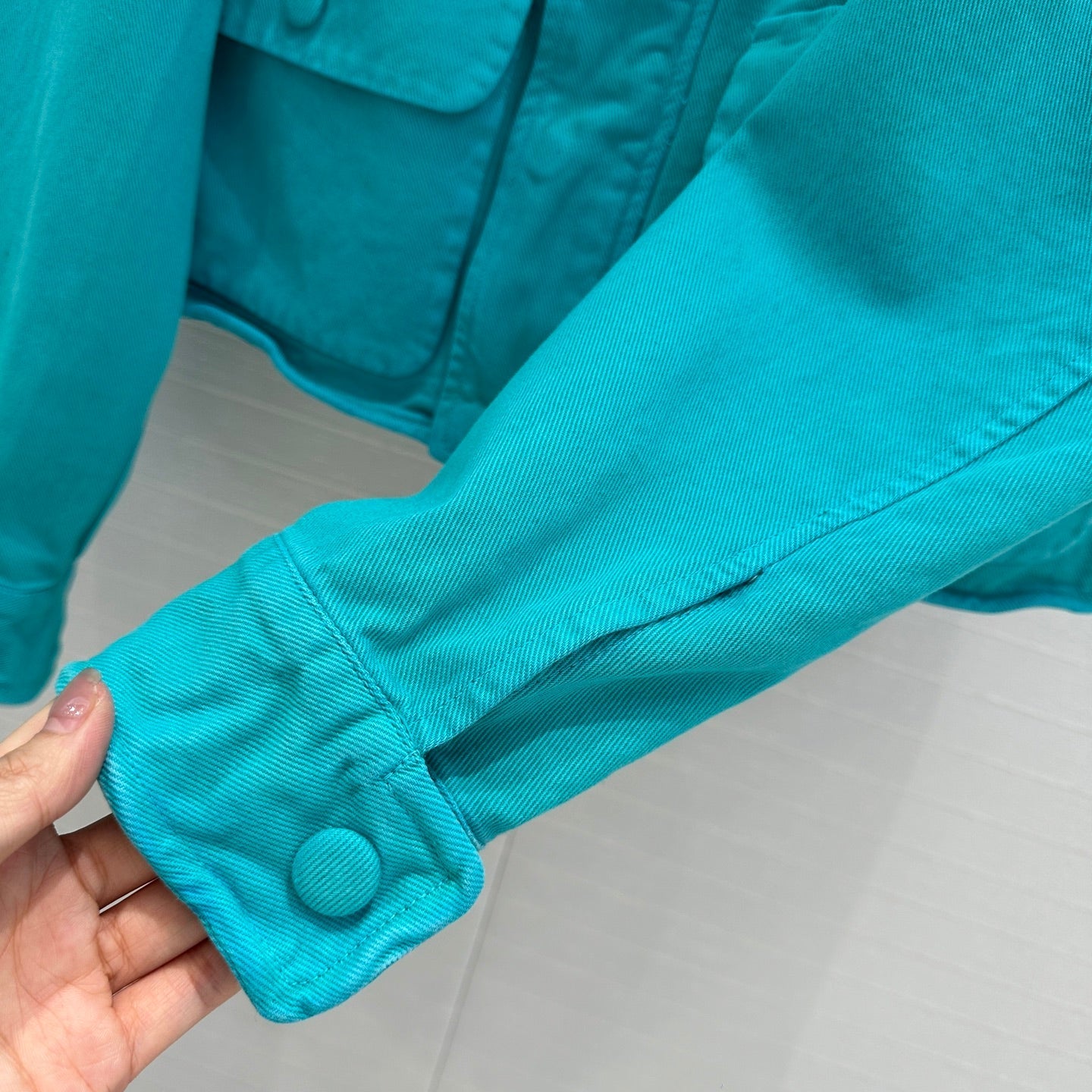 Prada 25 Hooded Short Jacket Blue-green Cotton