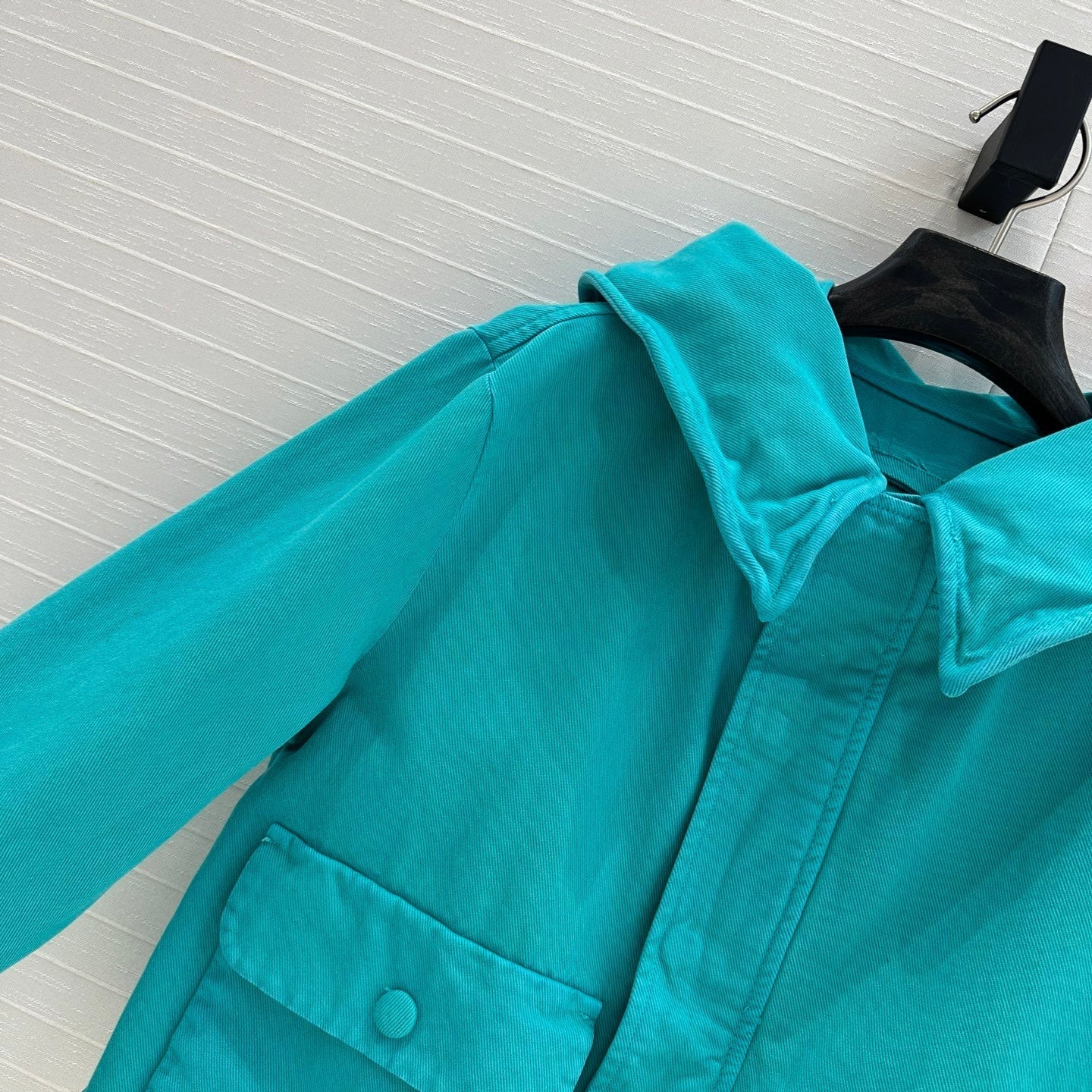 Prada 25 Hooded Short Jacket Blue-green Cotton