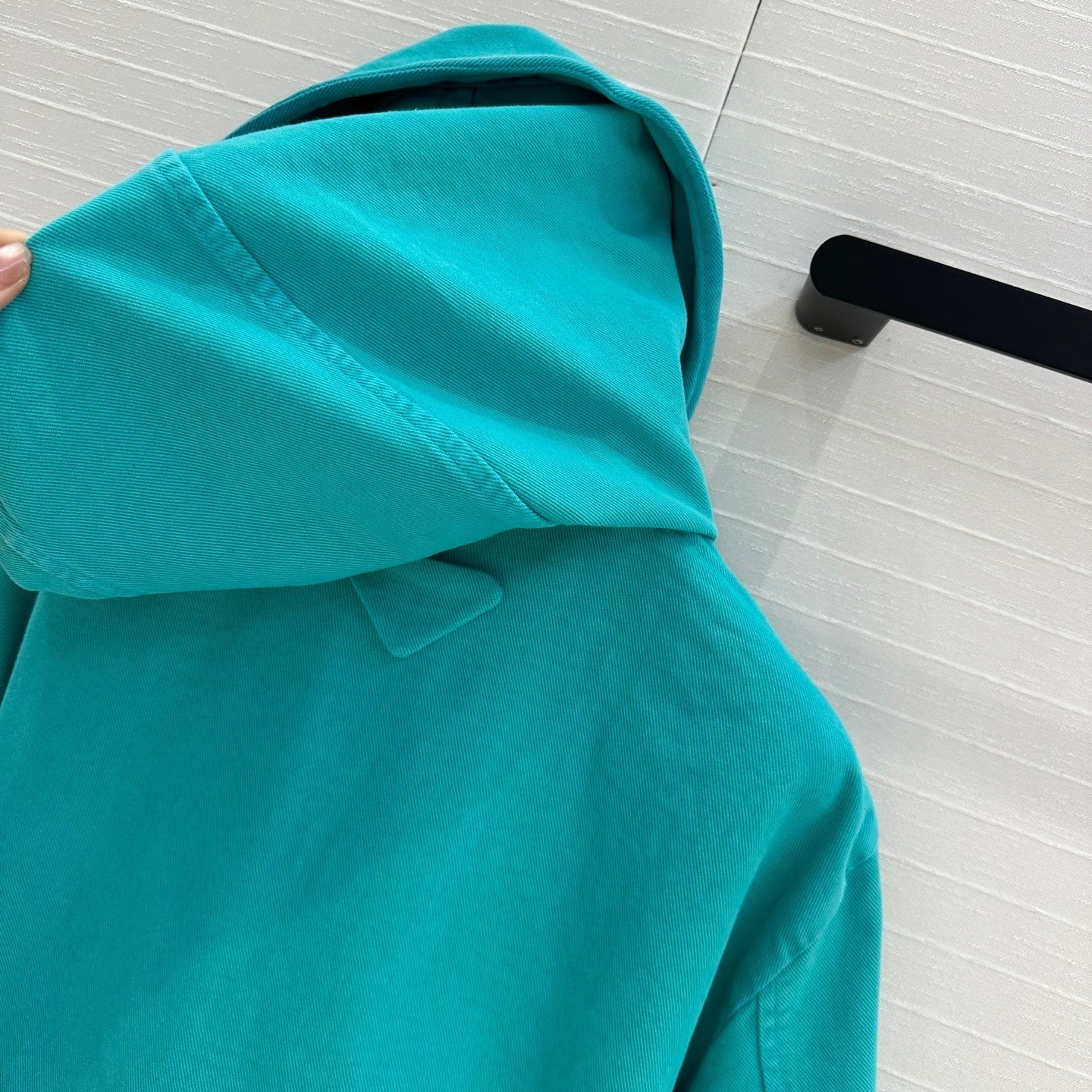 Prada 25 Hooded Short Jacket Blue-green Cotton