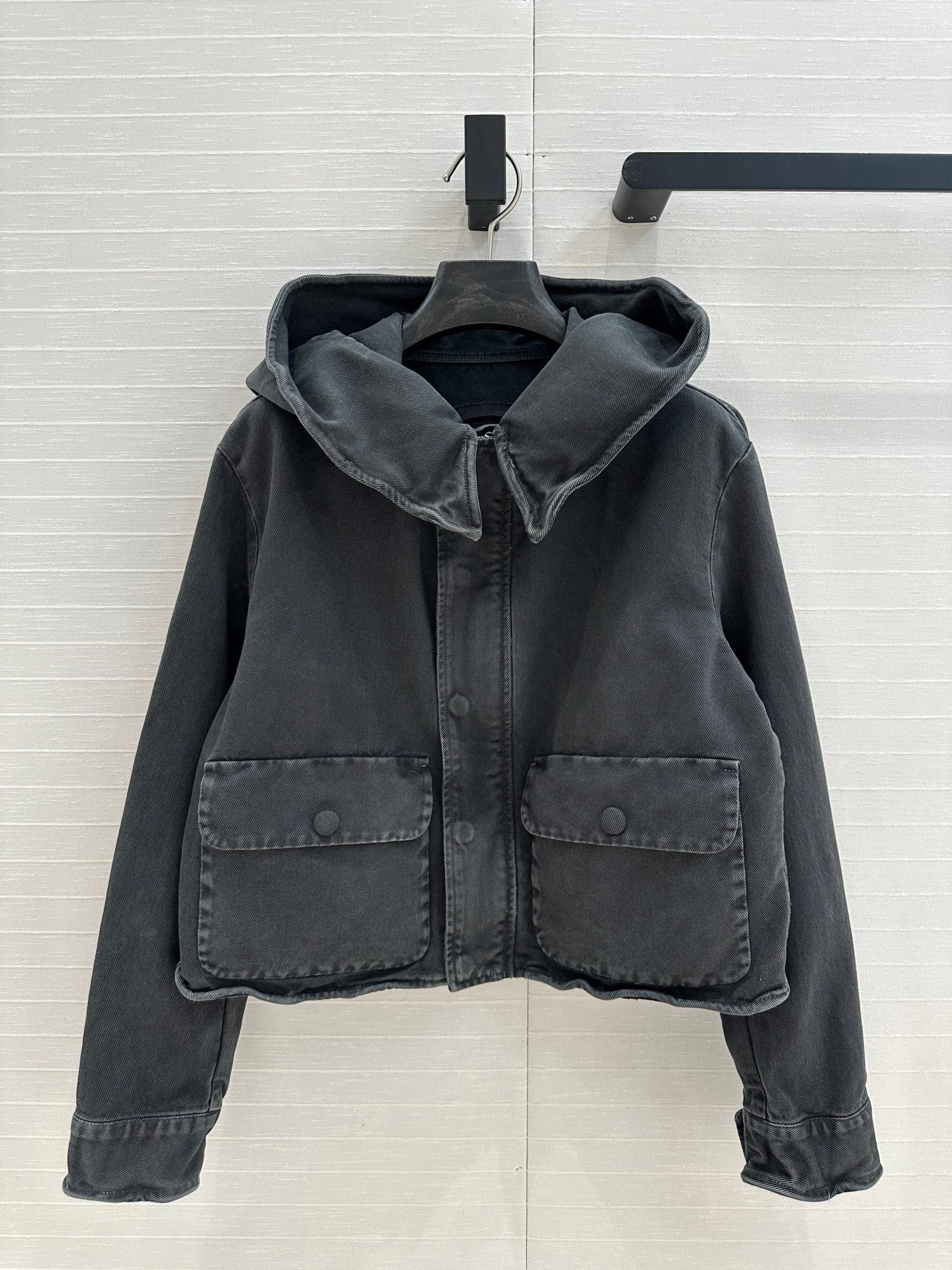 Prada 25 Hooded Short Jacket Smoky Gray Cotton